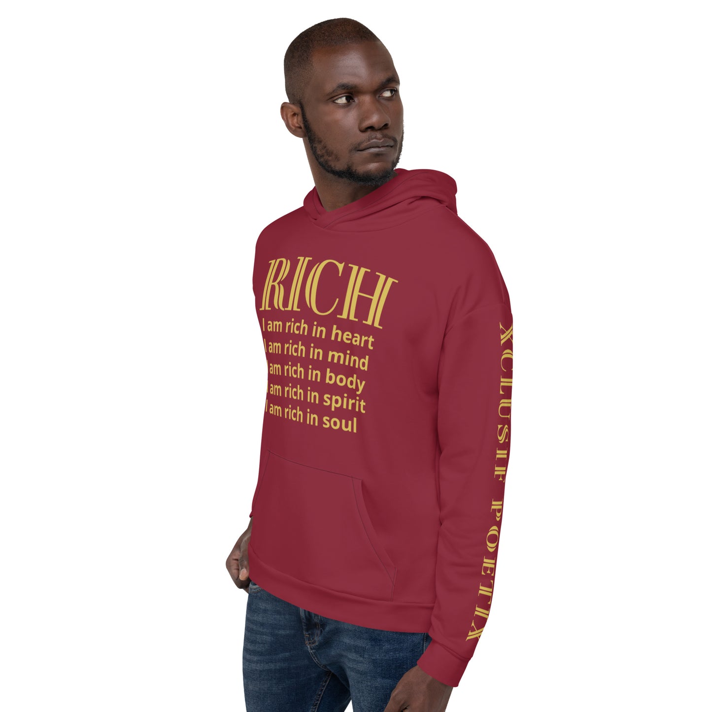 RICH BY XCLUSIF POETIX BURGUNDY & GOLD Unisex Hoodie