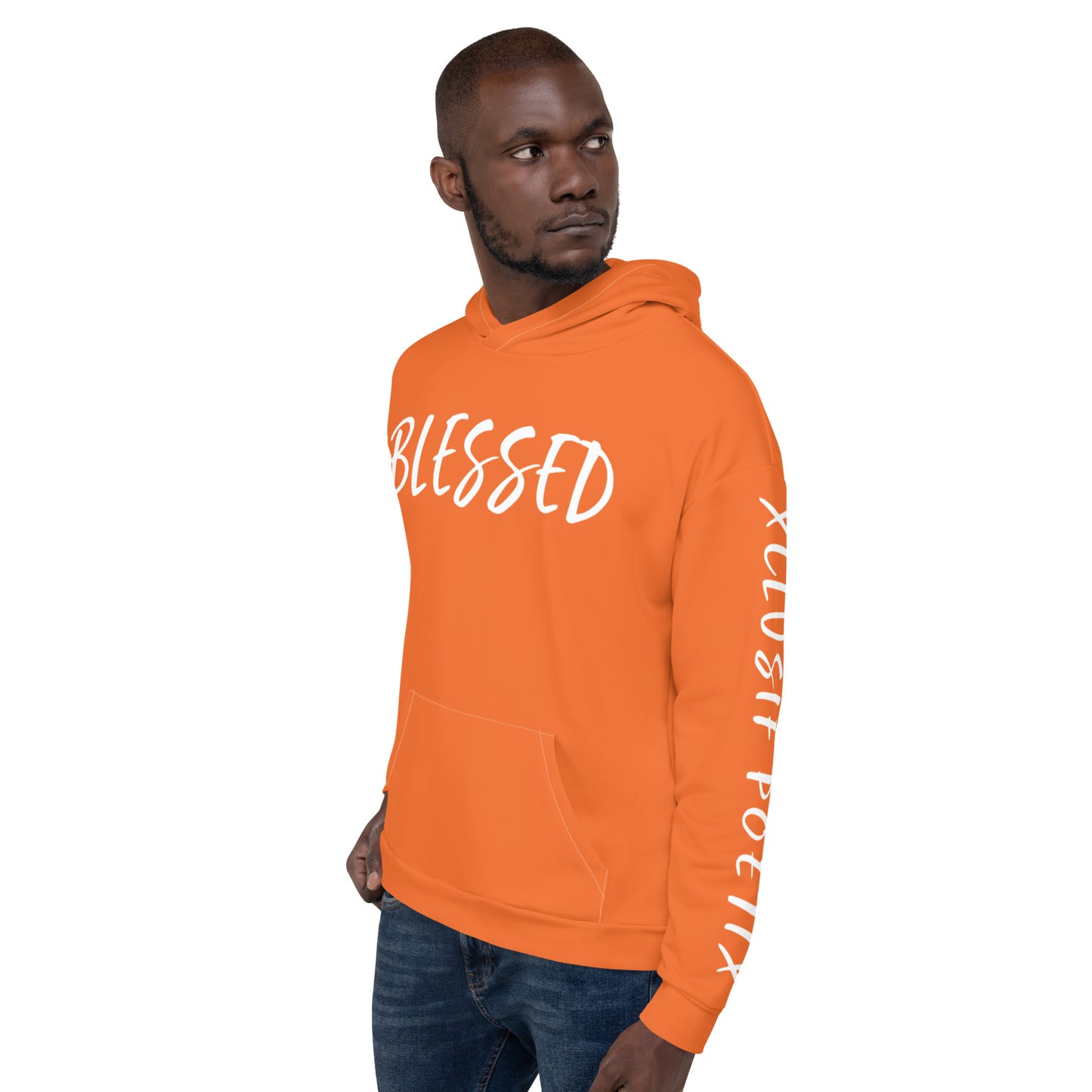 BLESSED BY XCLUSIF POETIX ORANGE & WHITE Unisex Hoodie