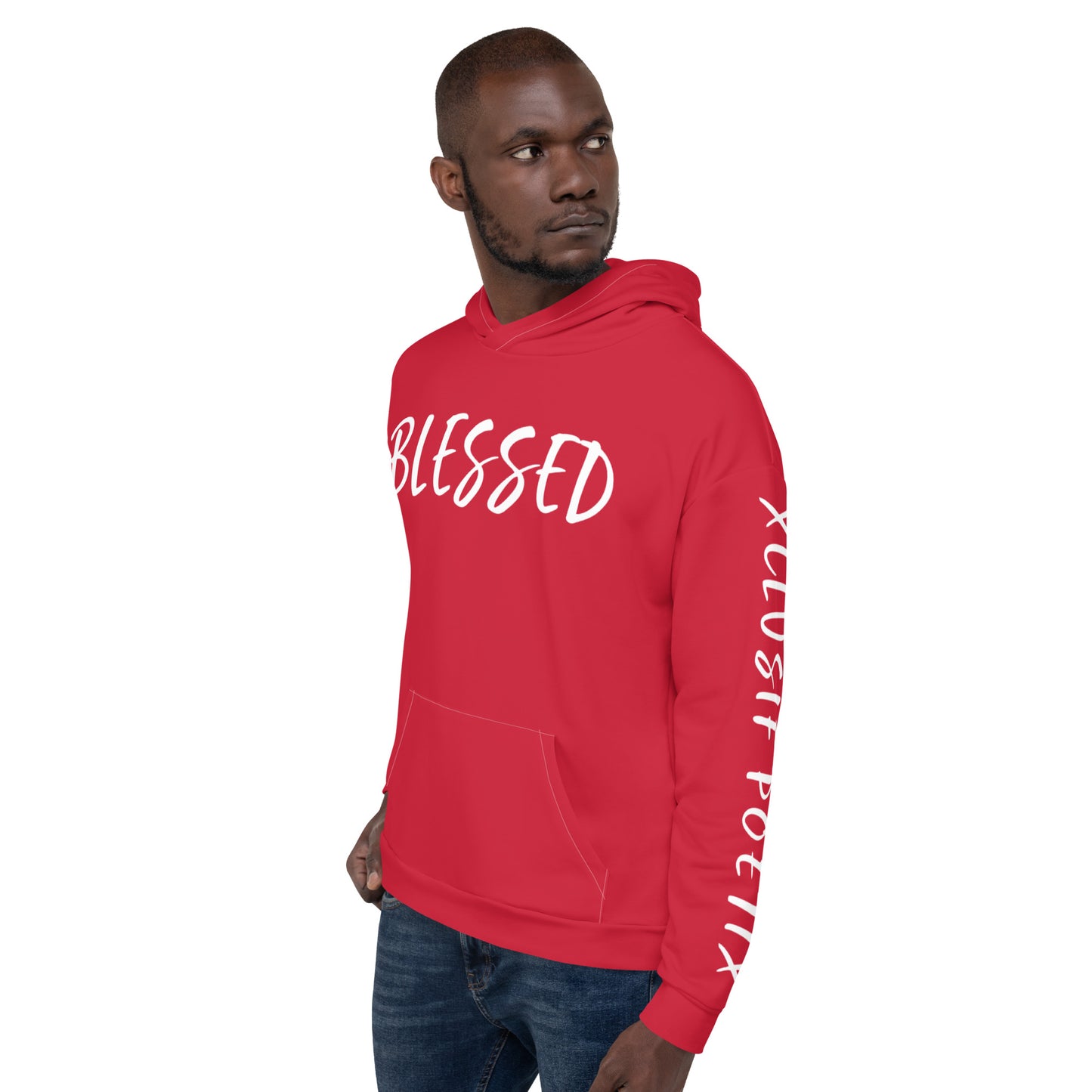 BLESSED BY XCLUSIF POETIX RED & WHITE Unisex Hoodie