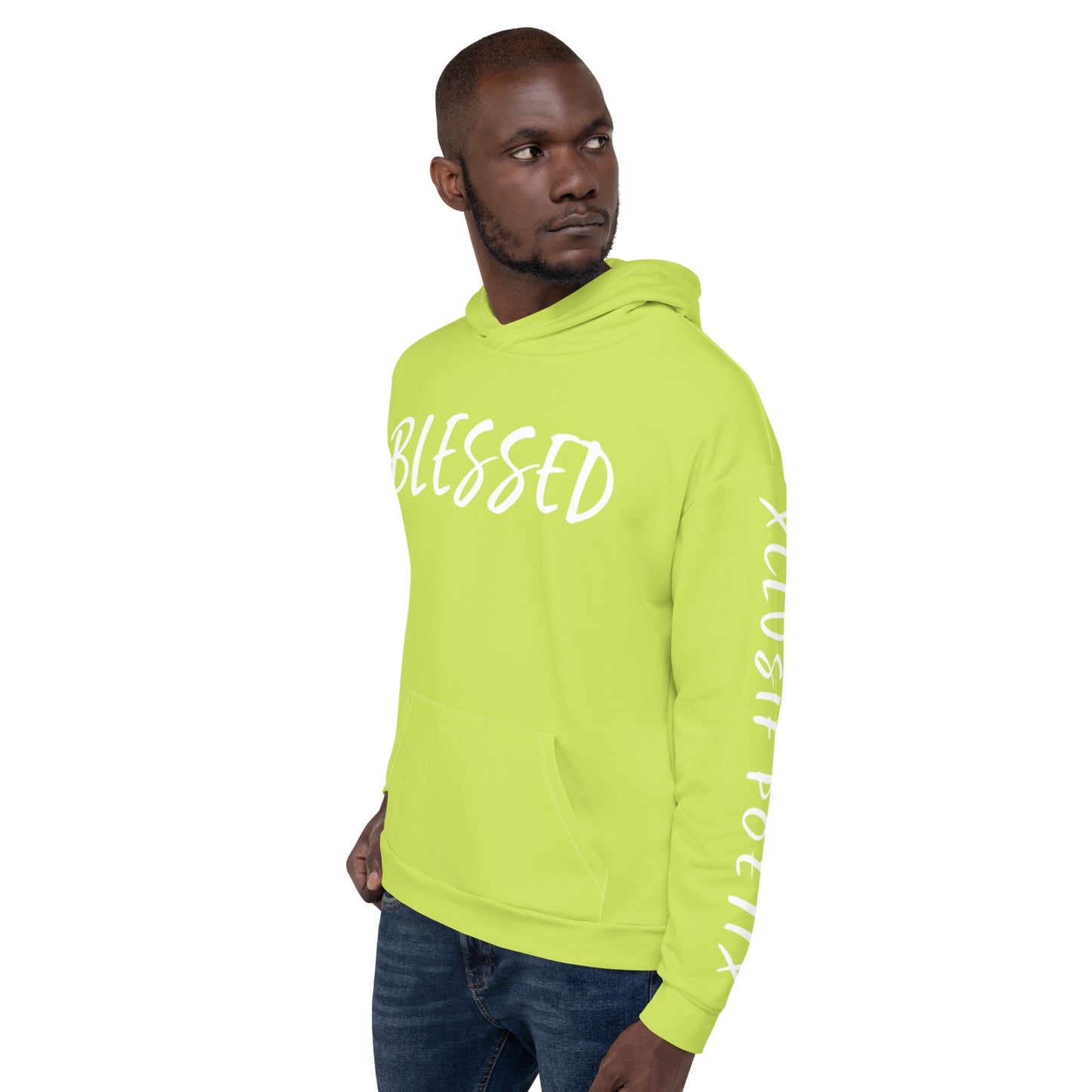 BLESSED BY XCLUSIF POETIX LIGHT GREEN & WHITE Unisex Hoodie