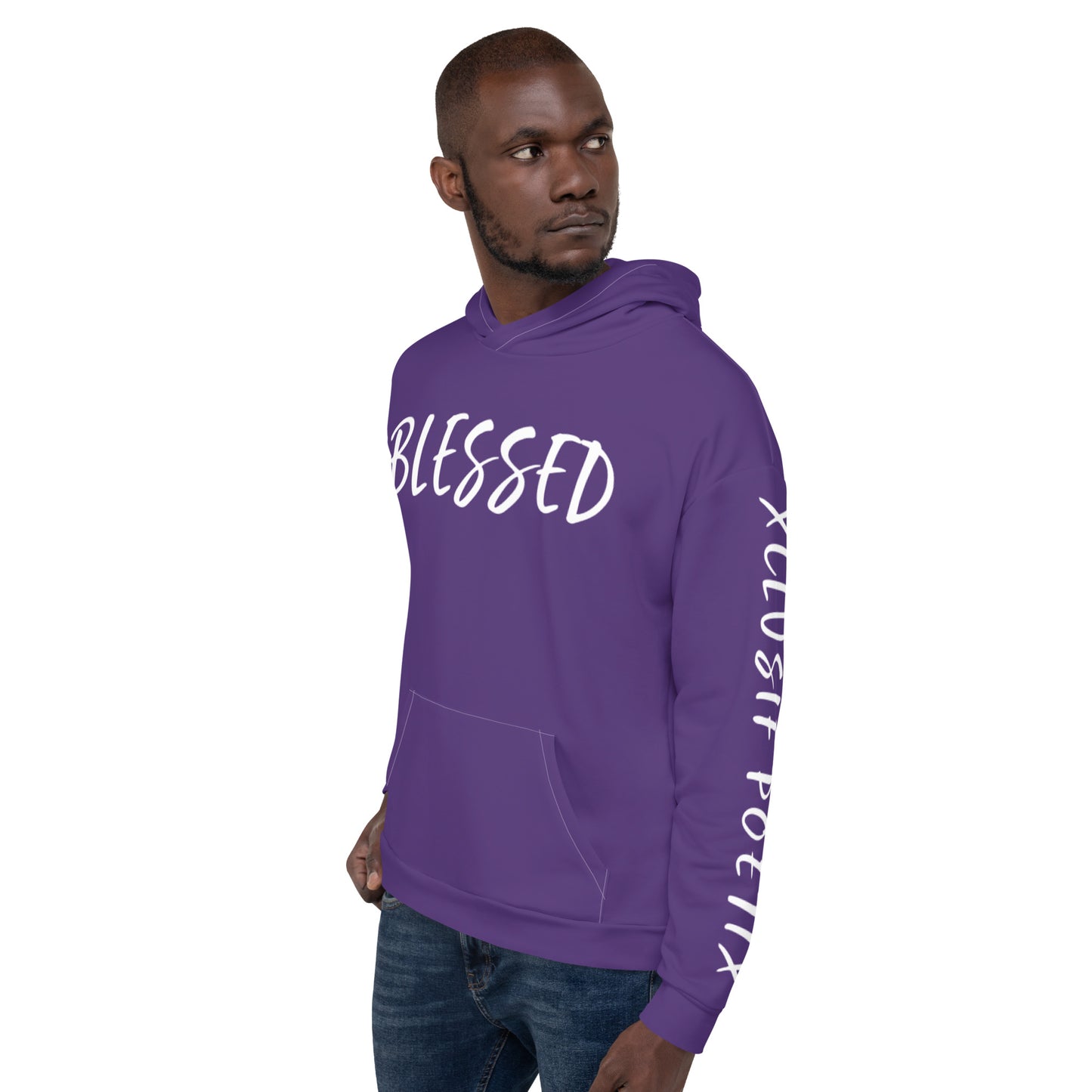 BLESSED BY XCLUSIF POETIX PURPLE & WHITE Unisex Hoodie