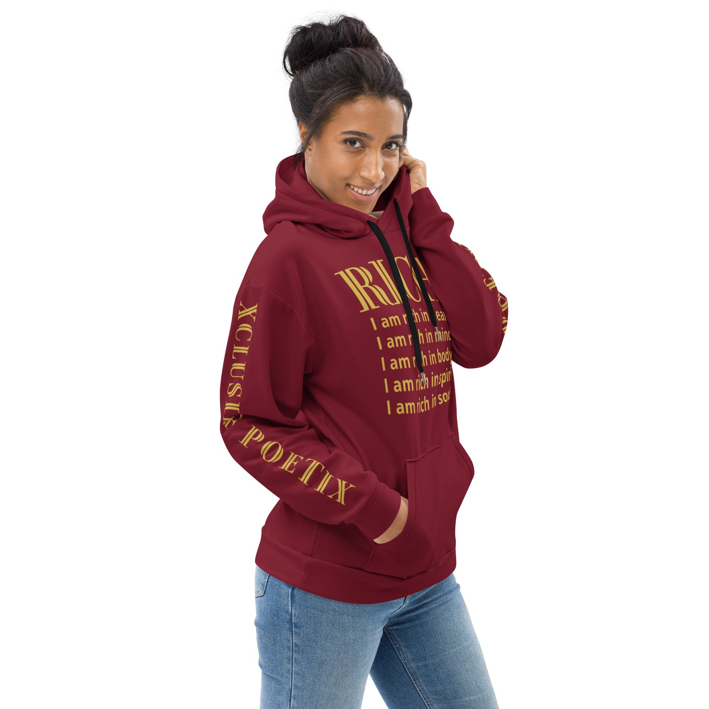 RICH BY XCLUSIF POETIX BURGUNDY & GOLD Unisex Hoodie