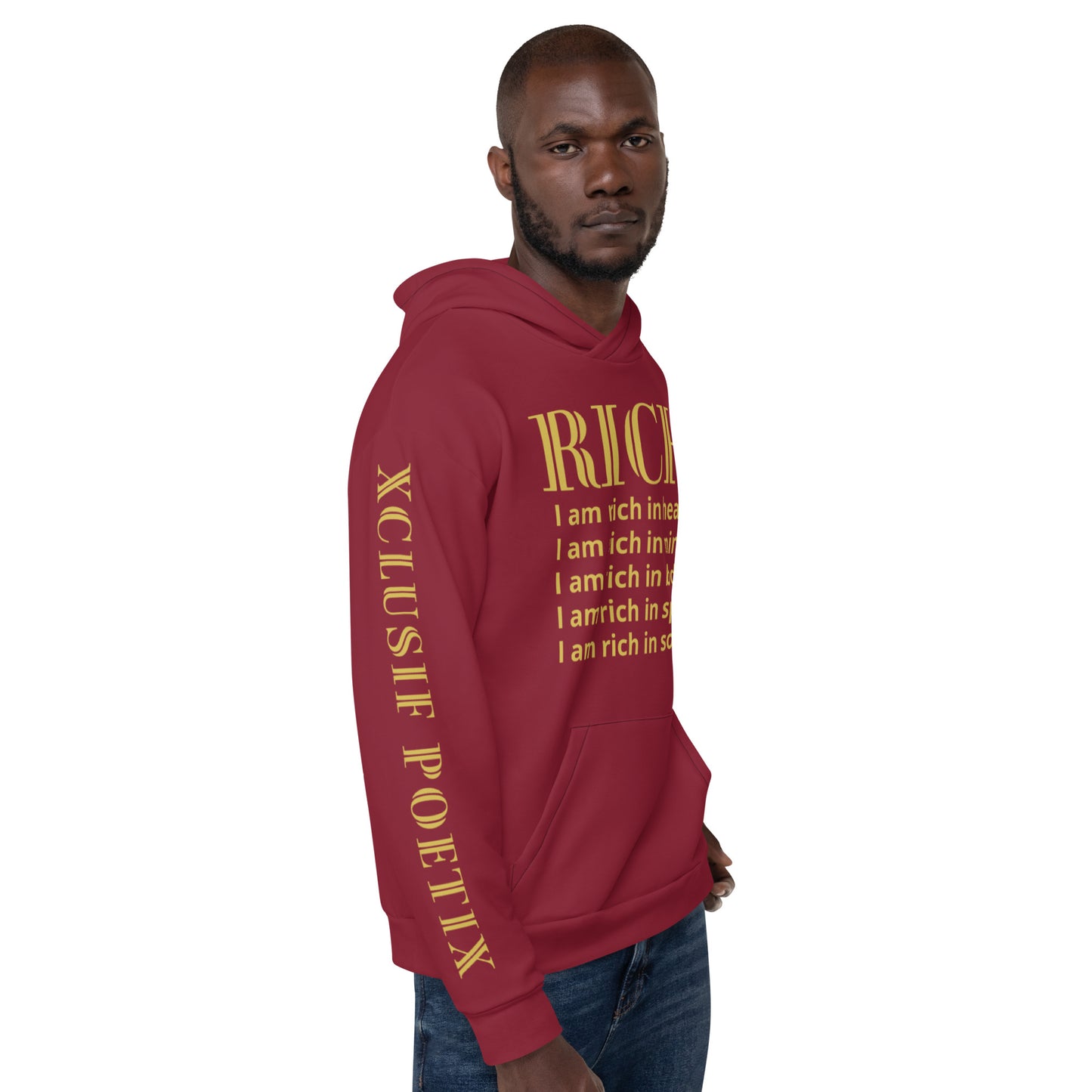 RICH BY XCLUSIF POETIX BURGUNDY & GOLD Unisex Hoodie