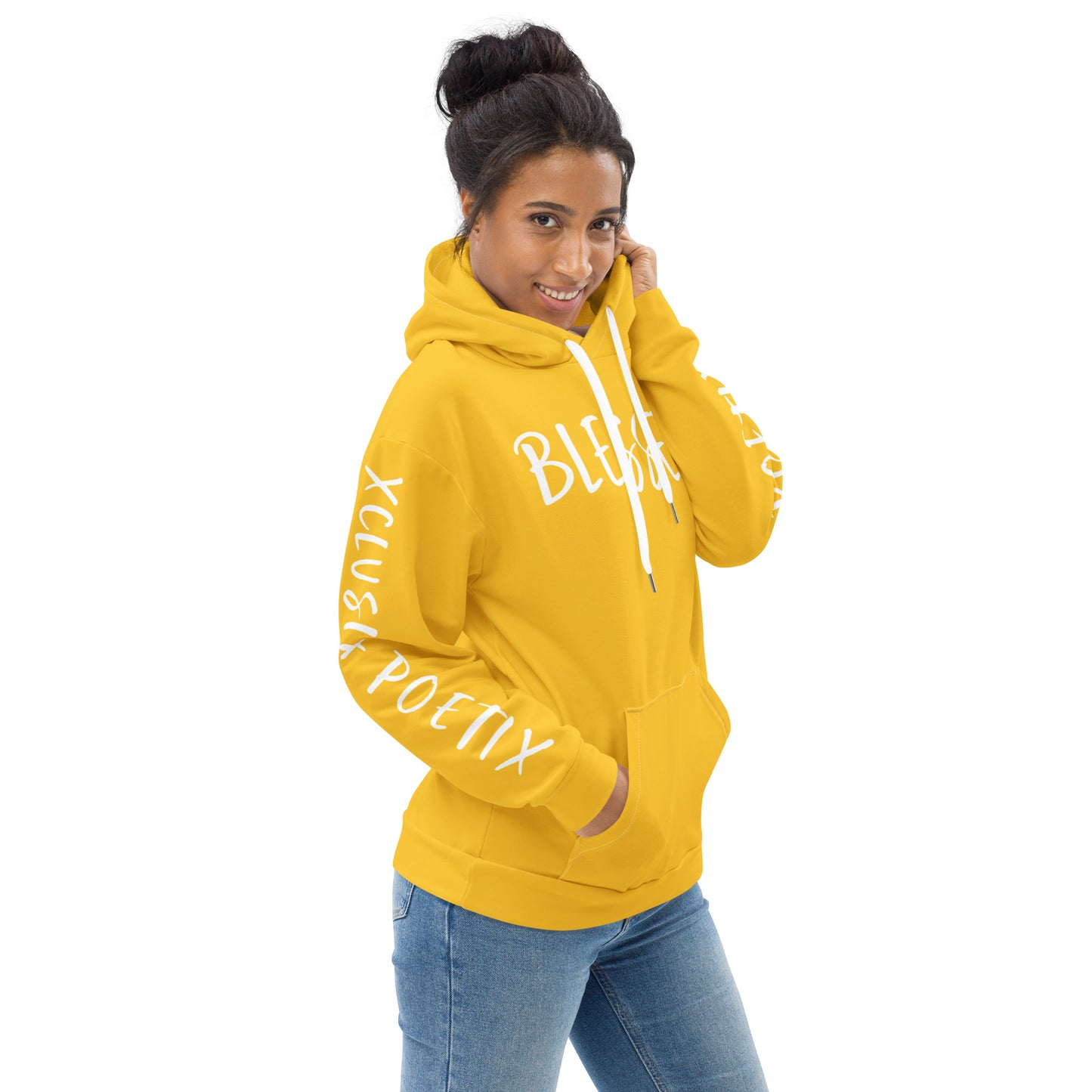 BLESSED BY XCLUSIF POETIX YELLOW & WHITE Unisex Hoodie