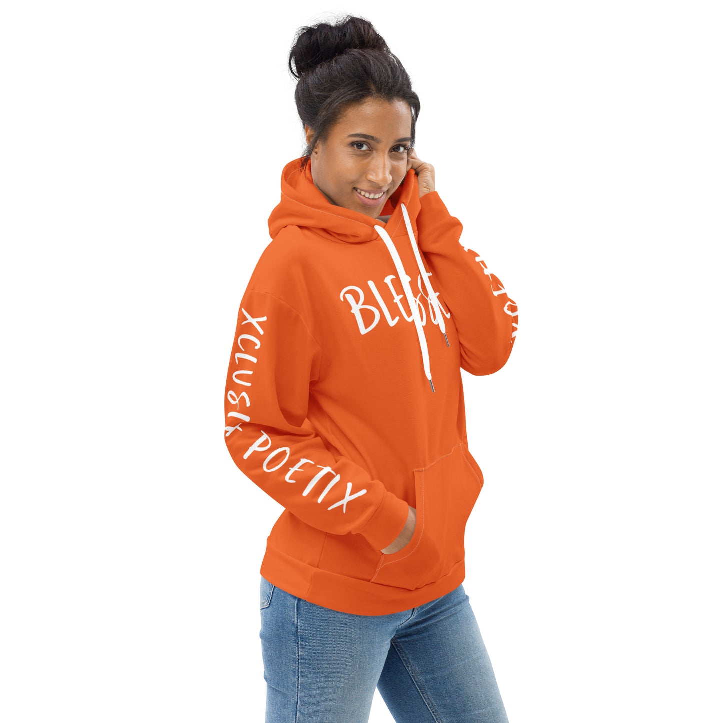 BLESSED BY XCLUSIF POETIX ORANGE & WHITE Unisex Hoodie