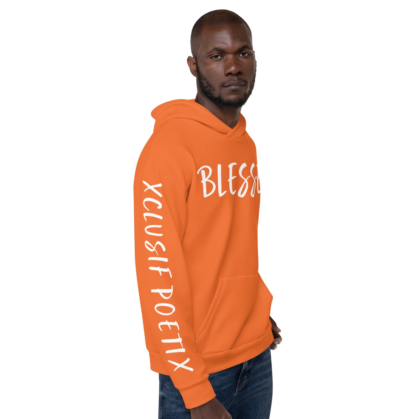 BLESSED BY XCLUSIF POETIX ORANGE & WHITE Unisex Hoodie