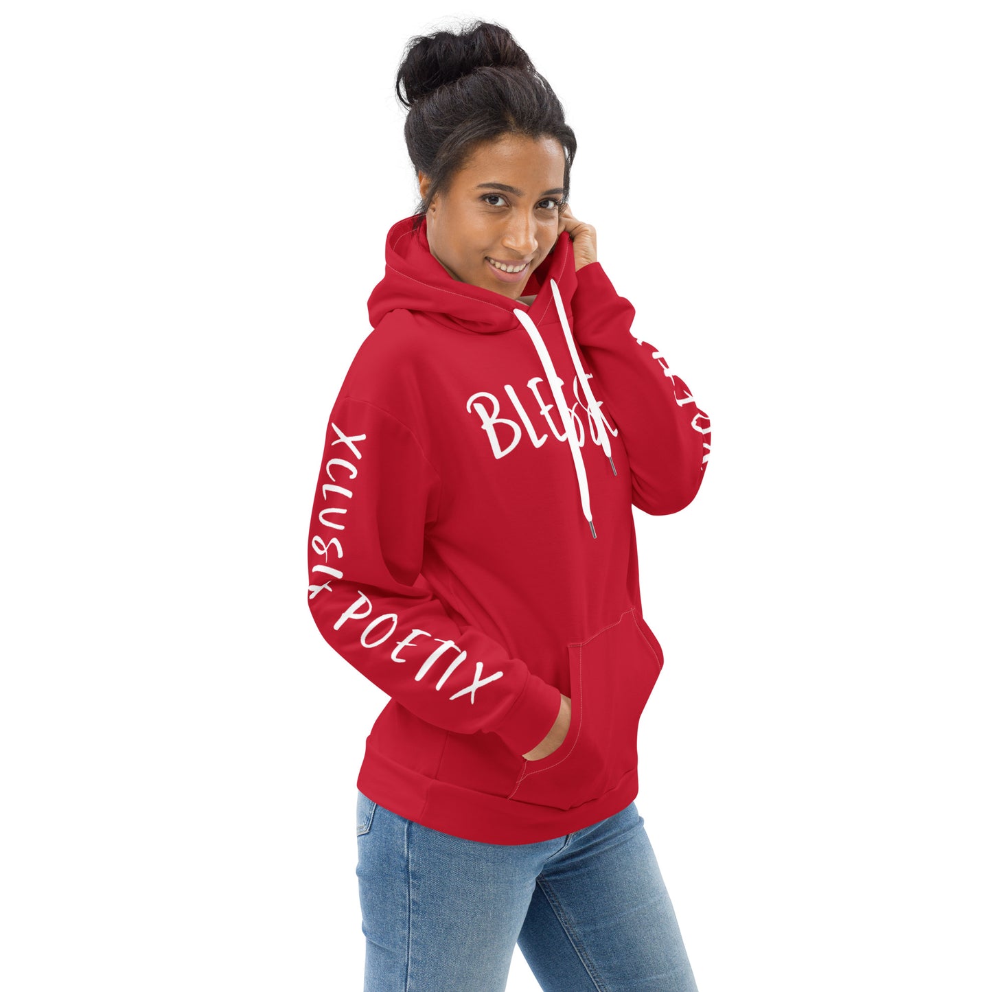 BLESSED BY XCLUSIF POETIX RED & WHITE Unisex Hoodie