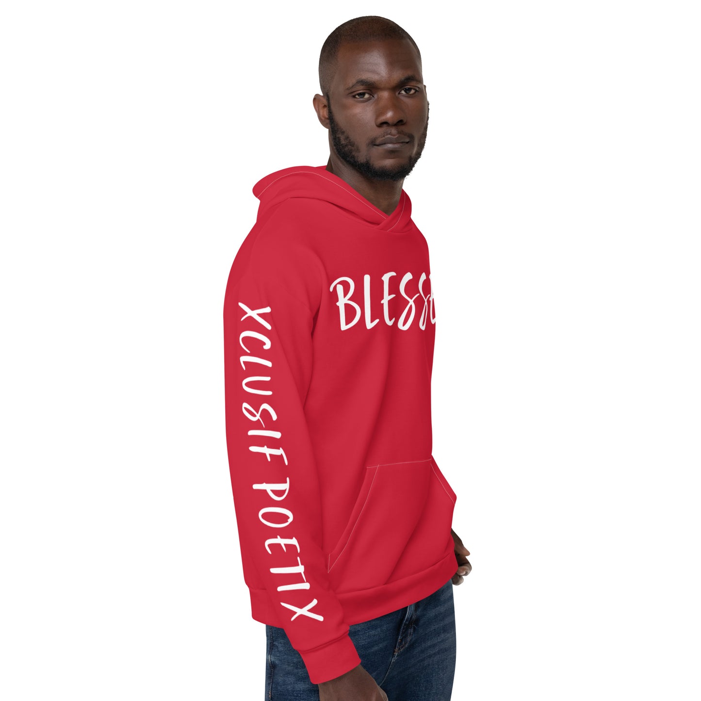 BLESSED BY XCLUSIF POETIX RED & WHITE Unisex Hoodie