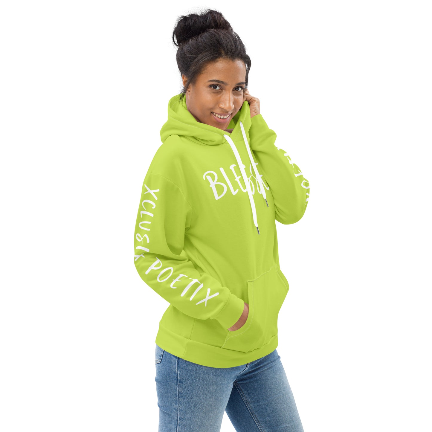 BLESSED BY XCLUSIF POETIX LIGHT GREEN & WHITE Unisex Hoodie