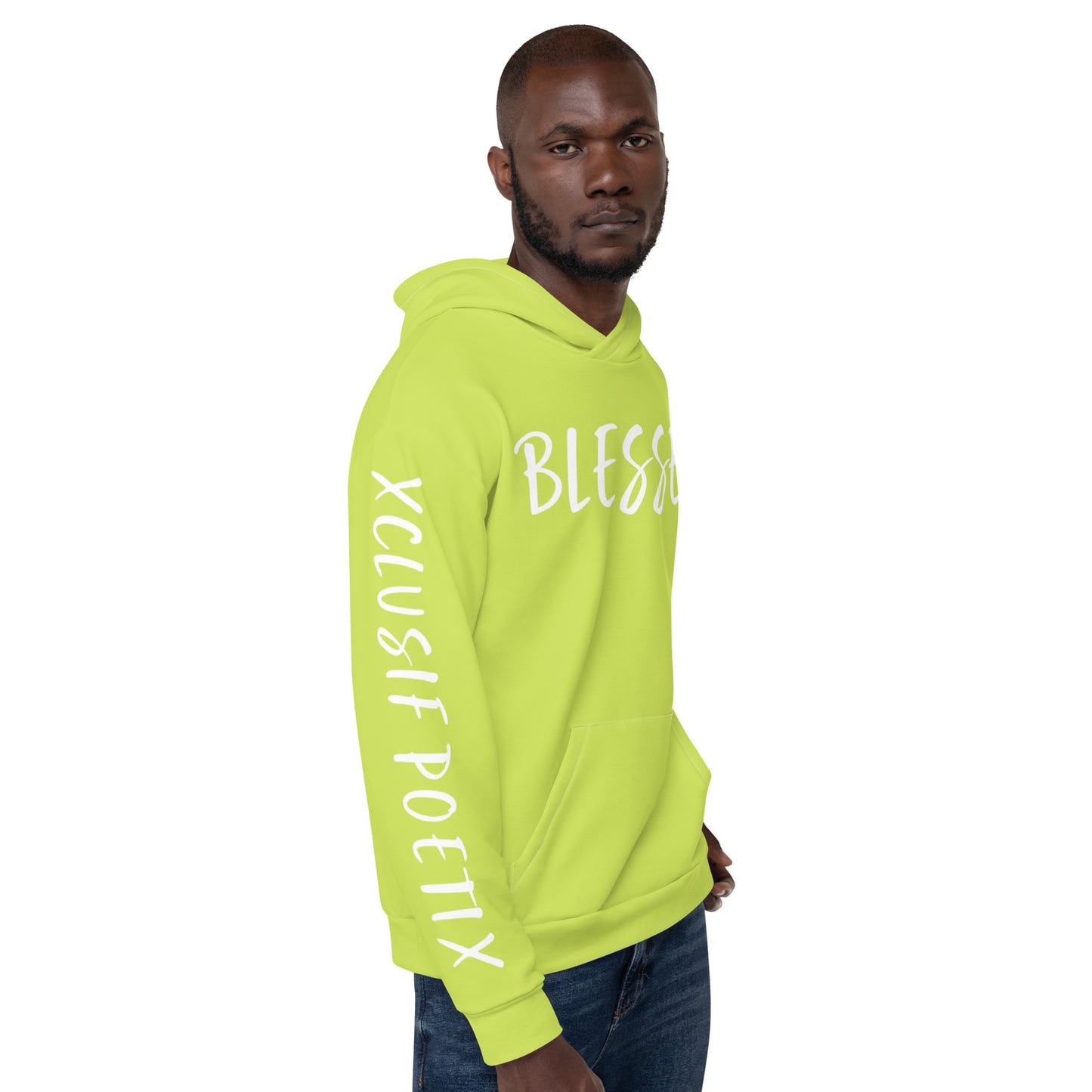 BLESSED BY XCLUSIF POETIX LIGHT GREEN & WHITE Unisex Hoodie