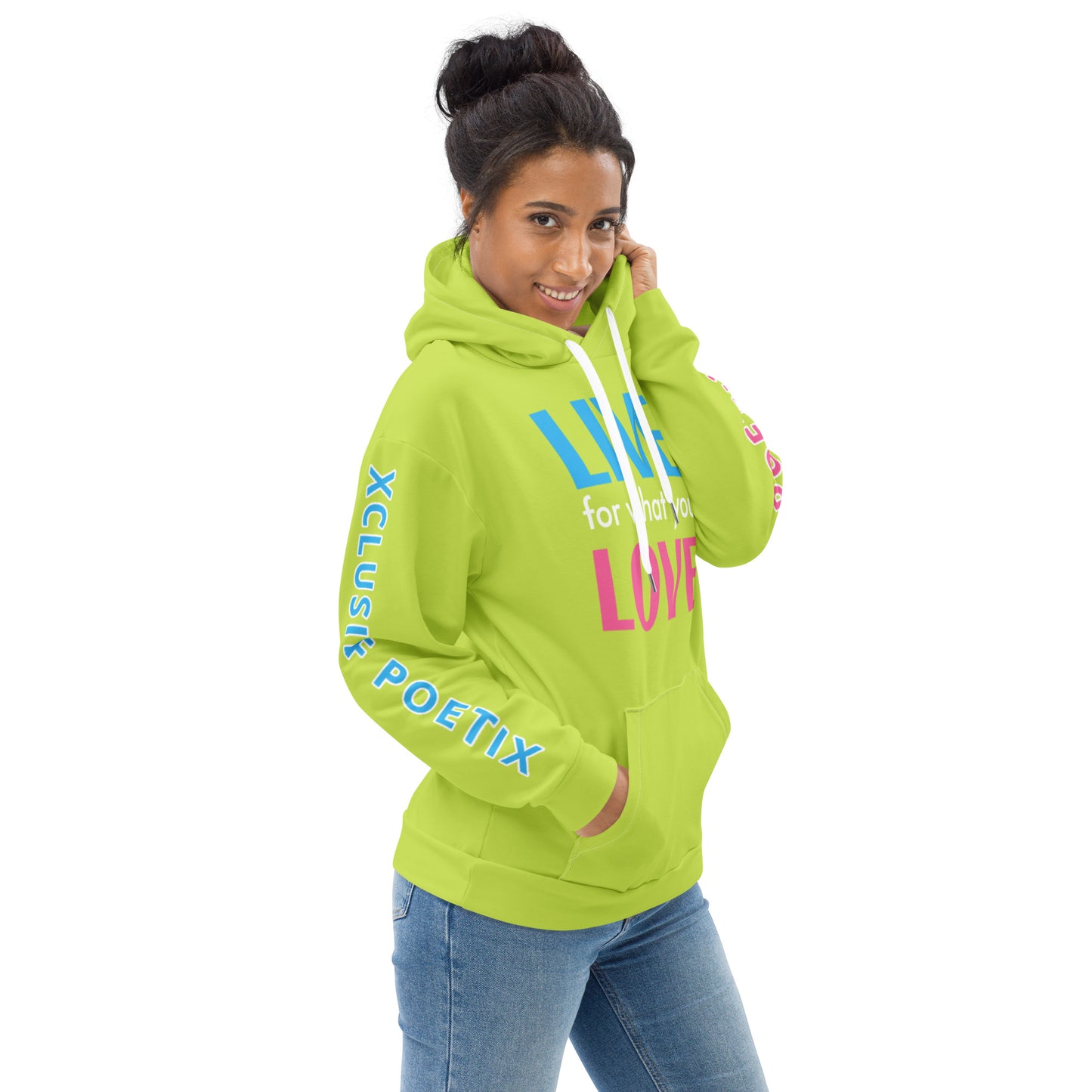 "LIVE FOR WHAT YOU LOVE" BY XCLUSIF POETIX LIGHT GREEN Unisex Hoodie