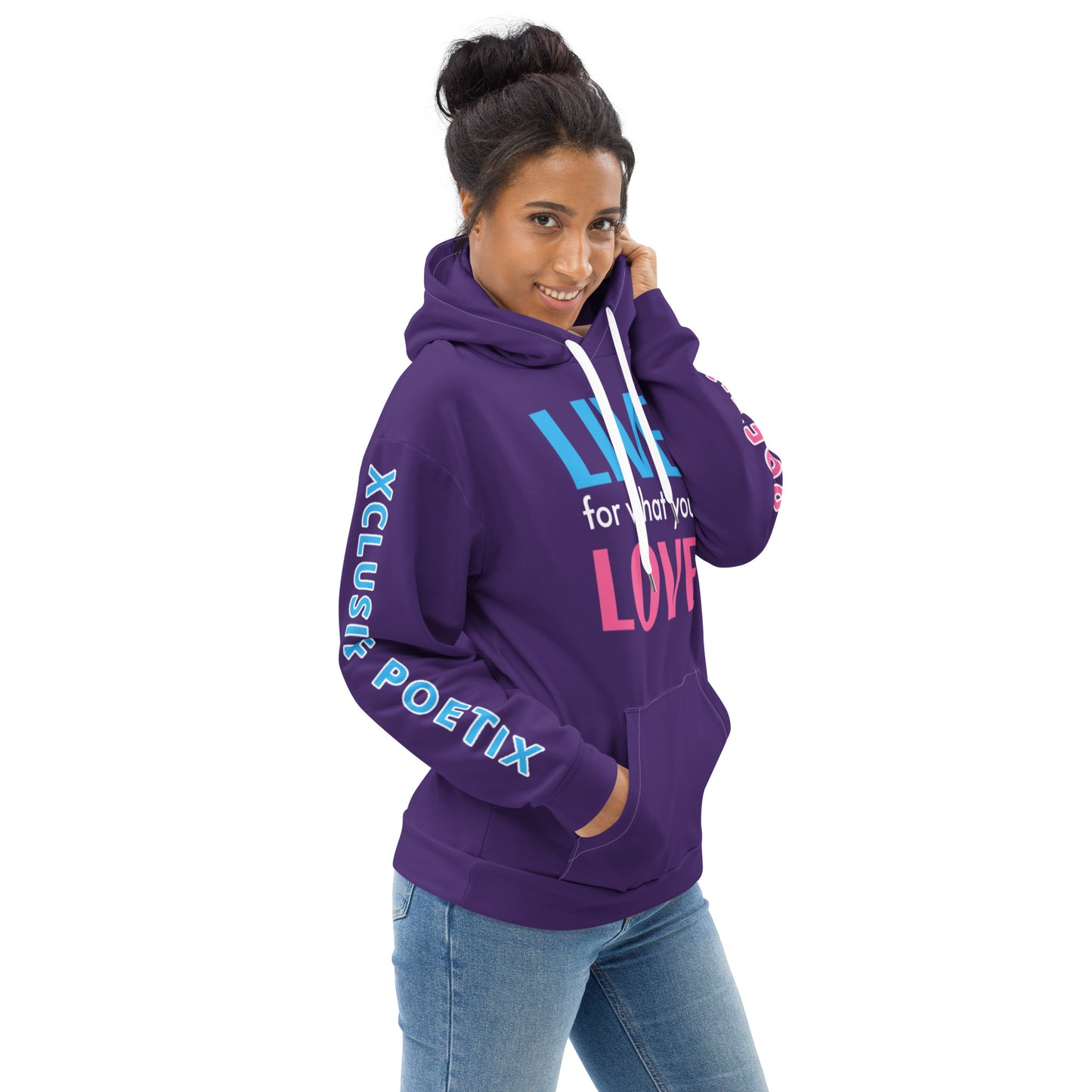 "LIVE FOR WHAT YOU LOVE" BY XCLUSIF POETIX PURPLE Unisex Hoodie