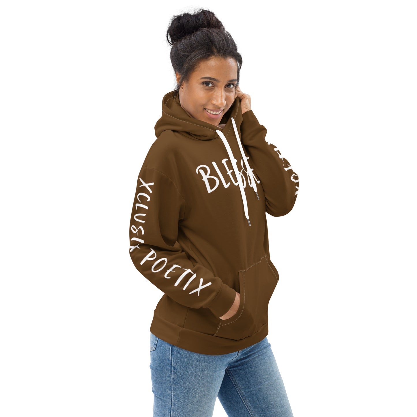 BLESSED BY XCLUSIF POETIX BROWN & WHITE Unisex Hoodie