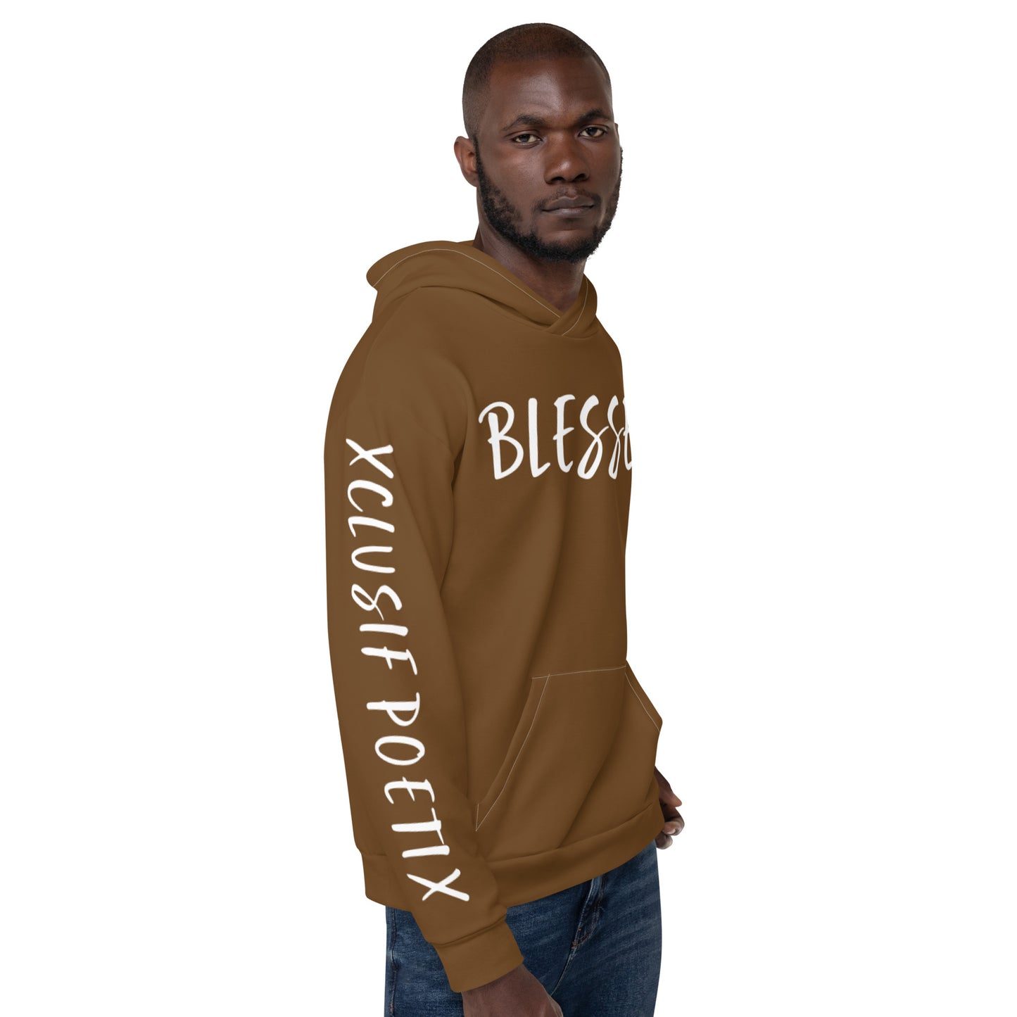 BLESSED BY XCLUSIF POETIX BROWN & WHITE Unisex Hoodie