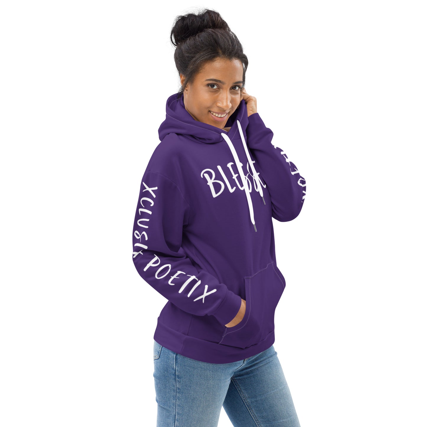 BLESSED BY XCLUSIF POETIX PURPLE & WHITE Unisex Hoodie