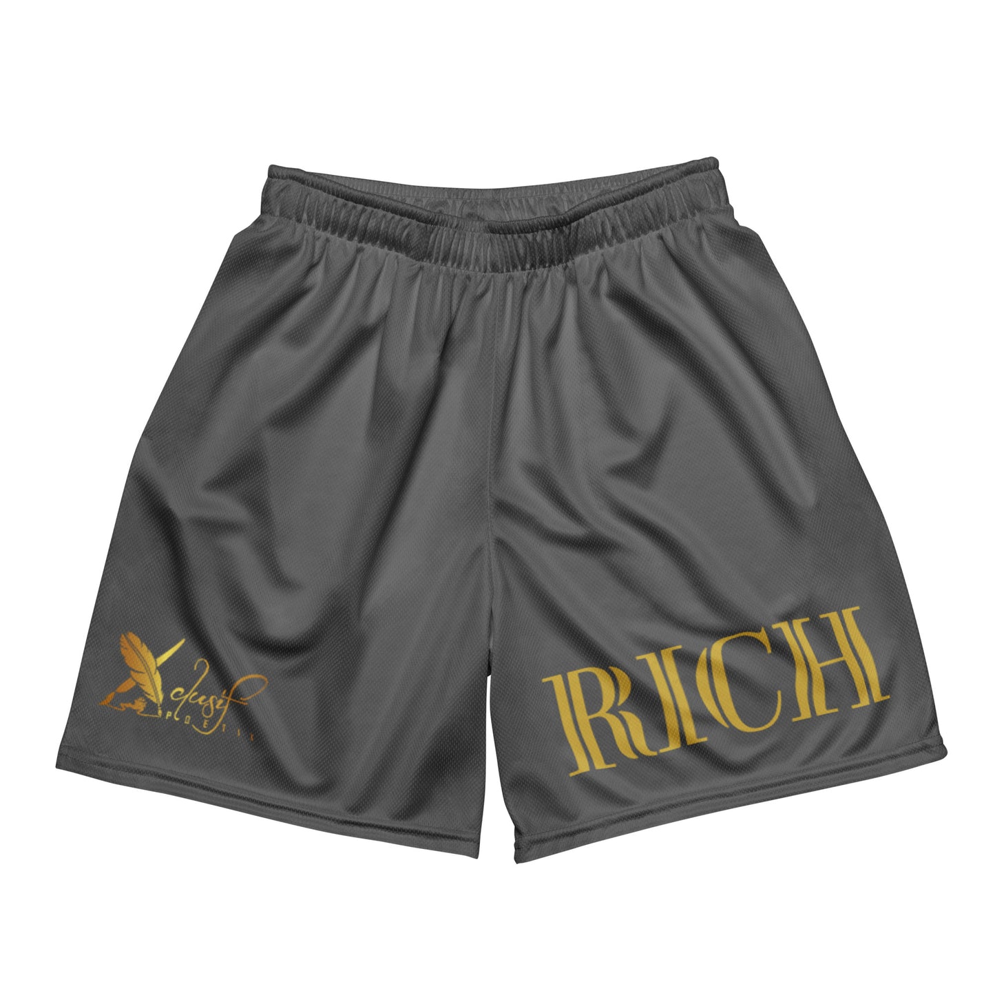 RICH BY XCLUSIF POETIX GREY & GOLD Unisex mesh shorts