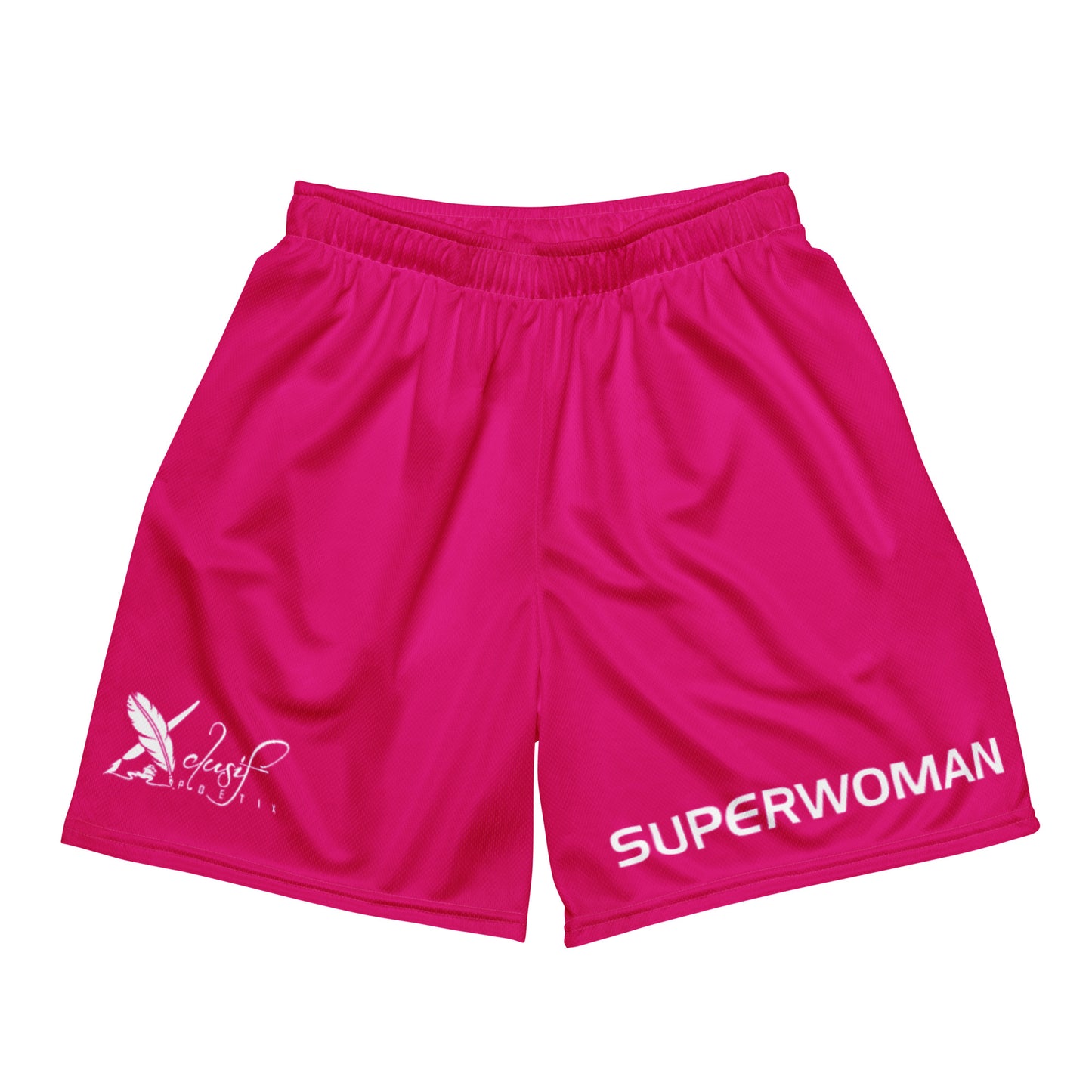 SUPERWOMAN BY XCLUSIF POETIX HOT PINK & WHITE Unisex mesh shorts