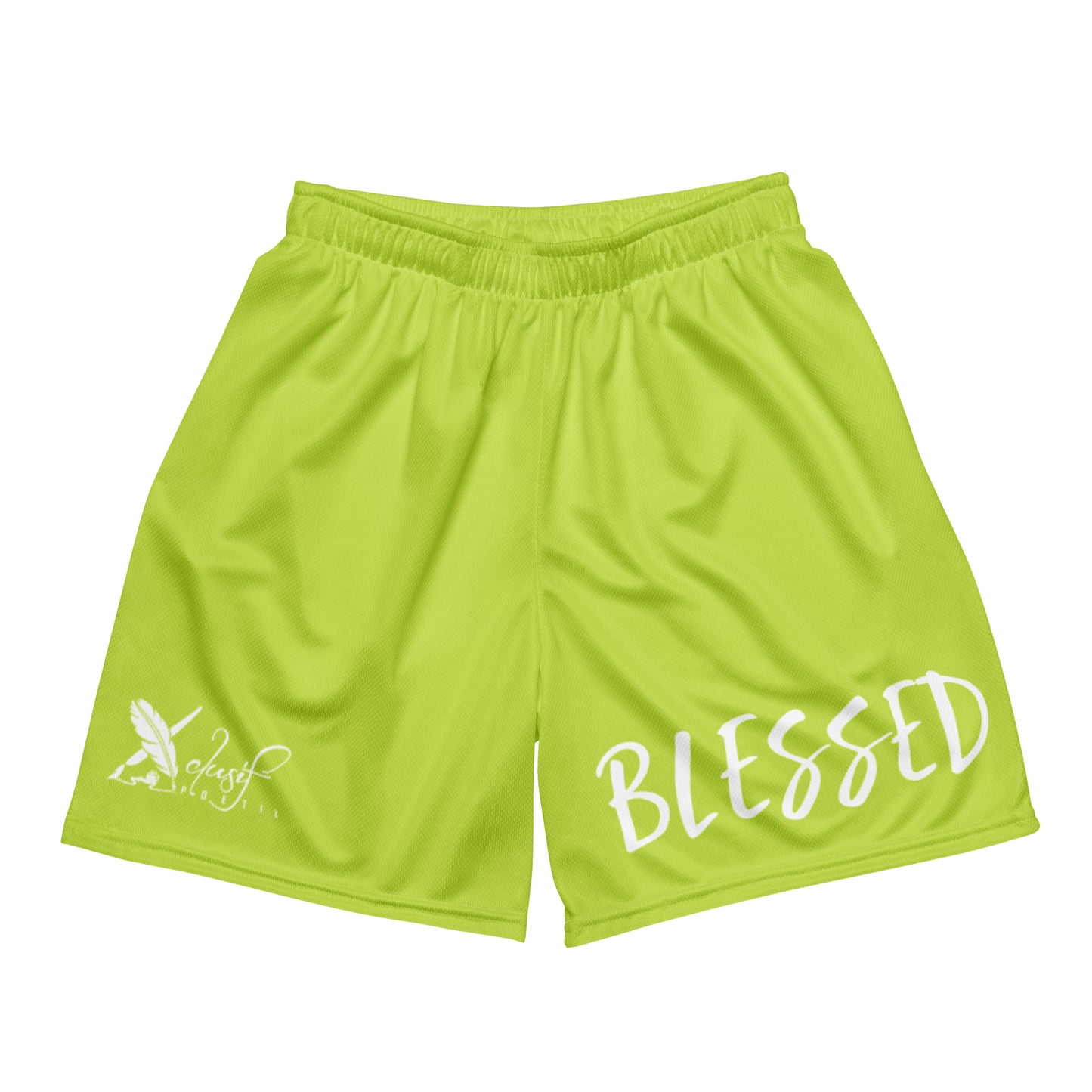 BLESSED BY XCLUSIF POETIX LIGHT GREEN & WHITE Unisex mesh shorts