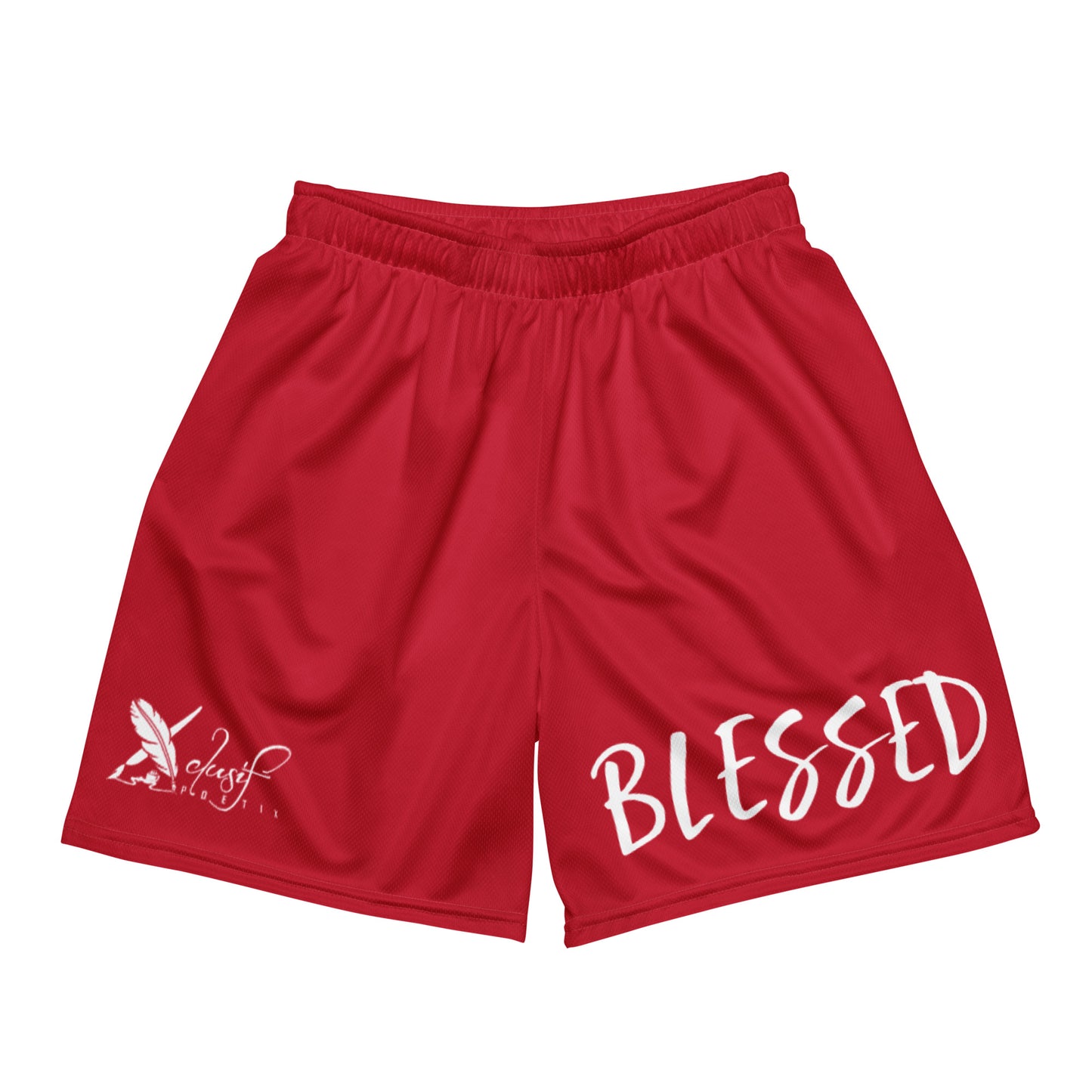 BLESSED BY XCLUSIF POETIX RED & WHITE Unisex mesh shorts