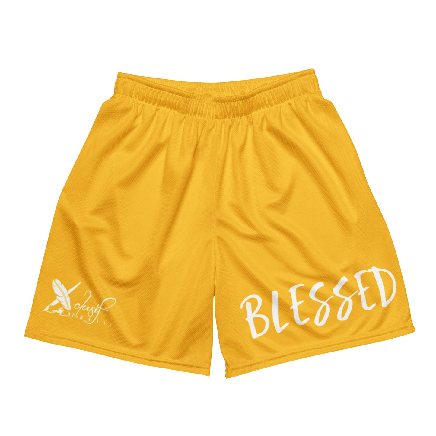 BLESSED BY XCLUSIF POETIX YELLOW & WHITE Unisex mesh shorts