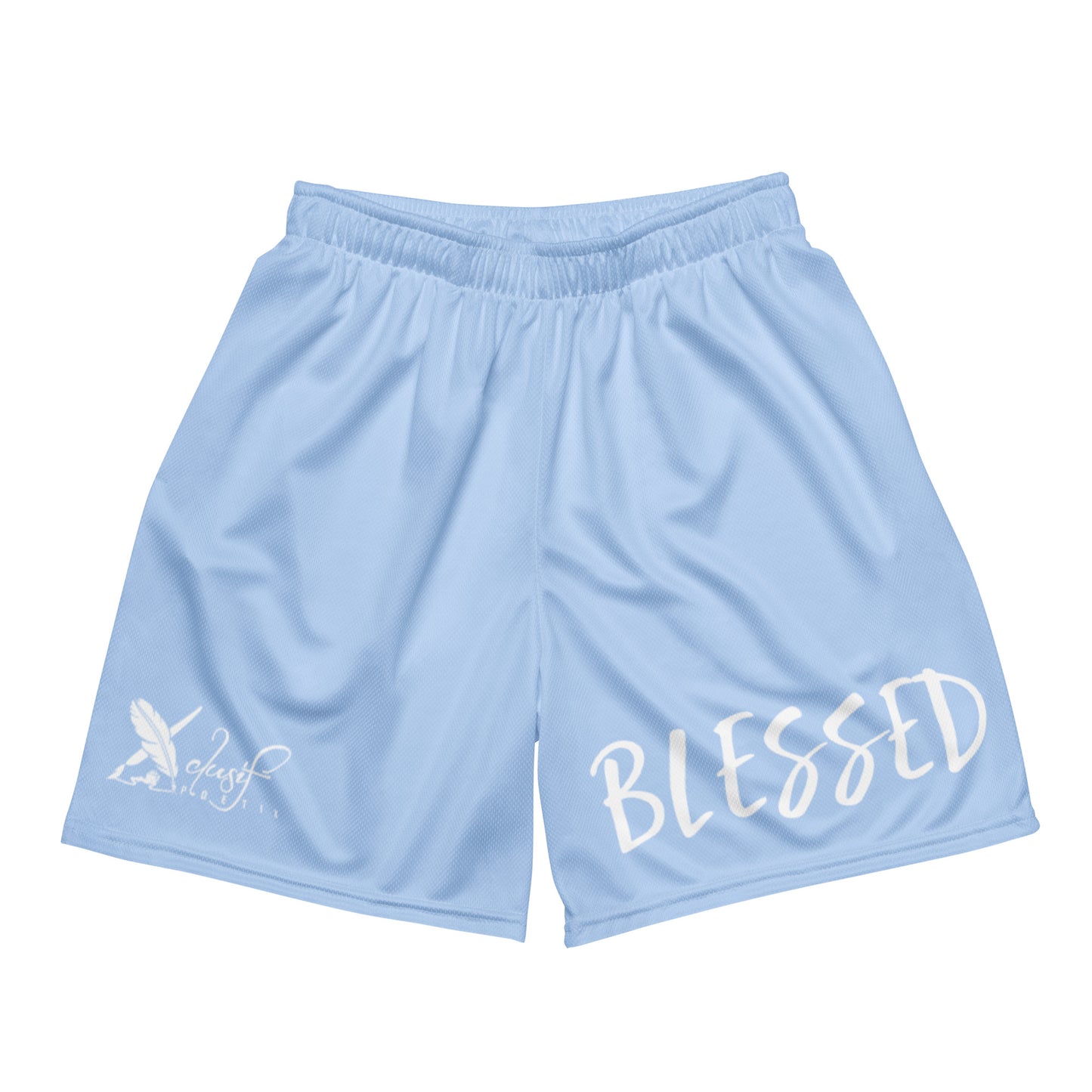 BLESSED BY XCLUSIF POETIX LIGHT BLUE & WHITE Unisex mesh shorts