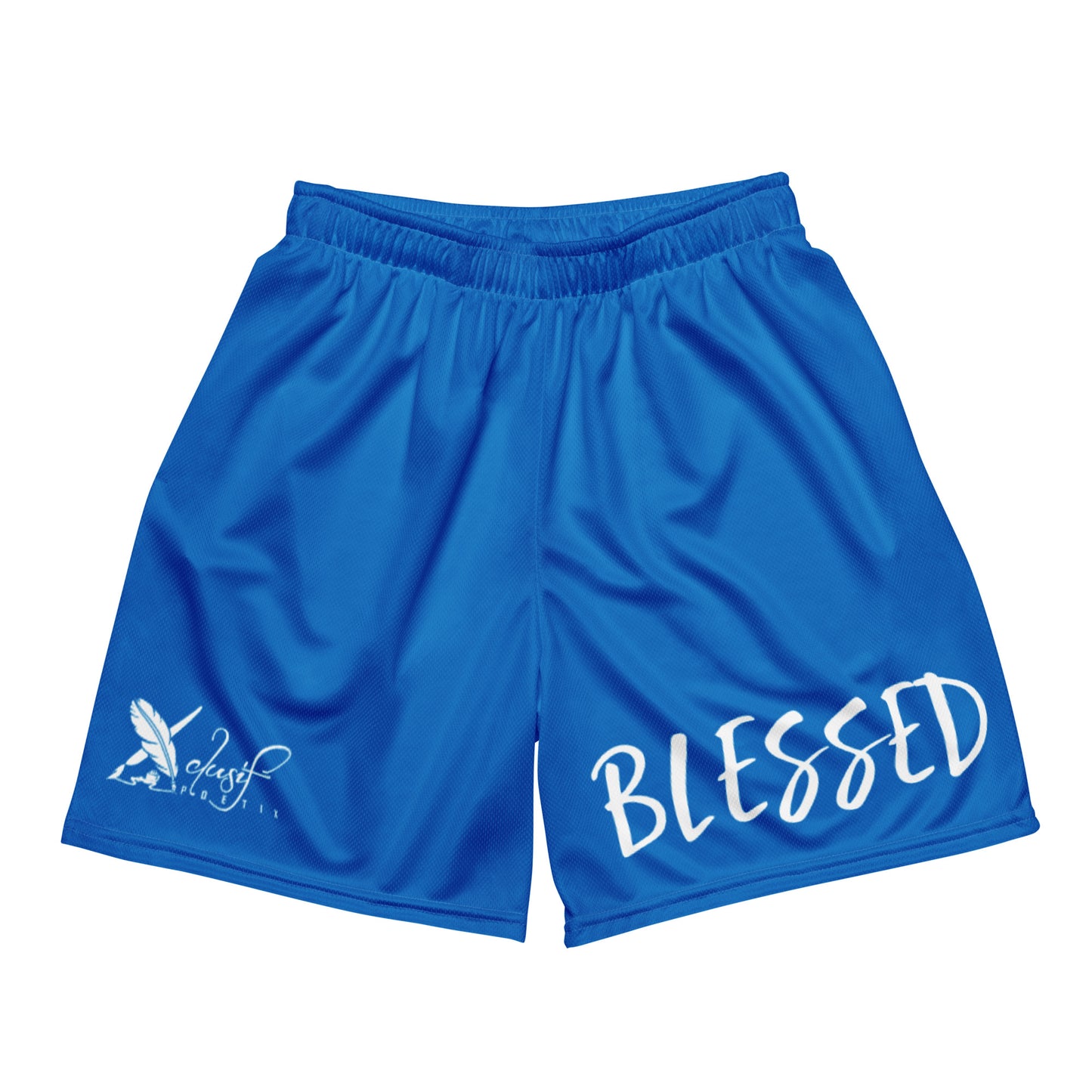 BLESSED BY XCLUSIF POETIX BLUE & WHITE Unisex mesh shorts