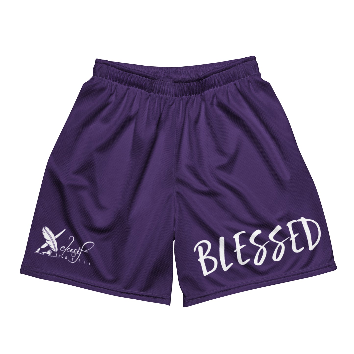 BLESSED BY XCLUSIF POETIX PURPLE & WHITE Unisex mesh shorts