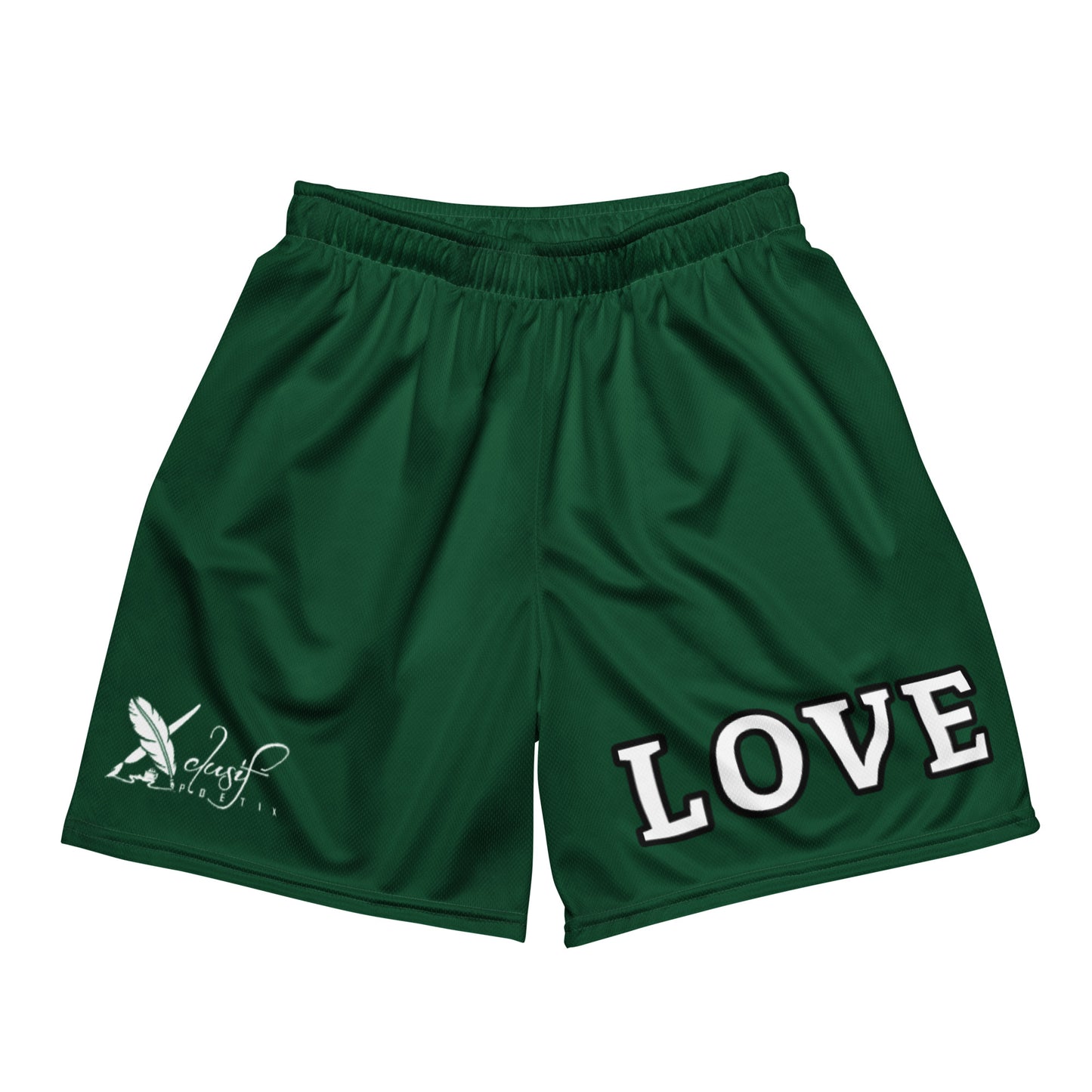 LOVE BY XCLUSIF POETIX FOREST GREEN Unisex mesh shorts