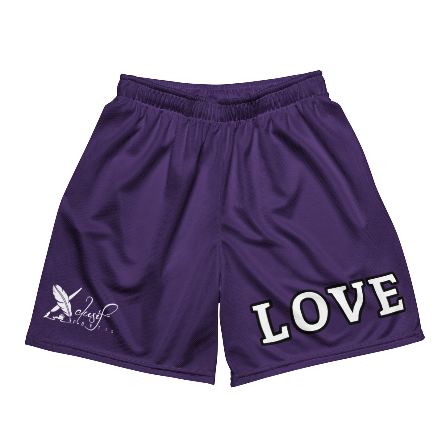 LOVE BY XCLUSIF POETIX PURPLE Unisex mesh shorts