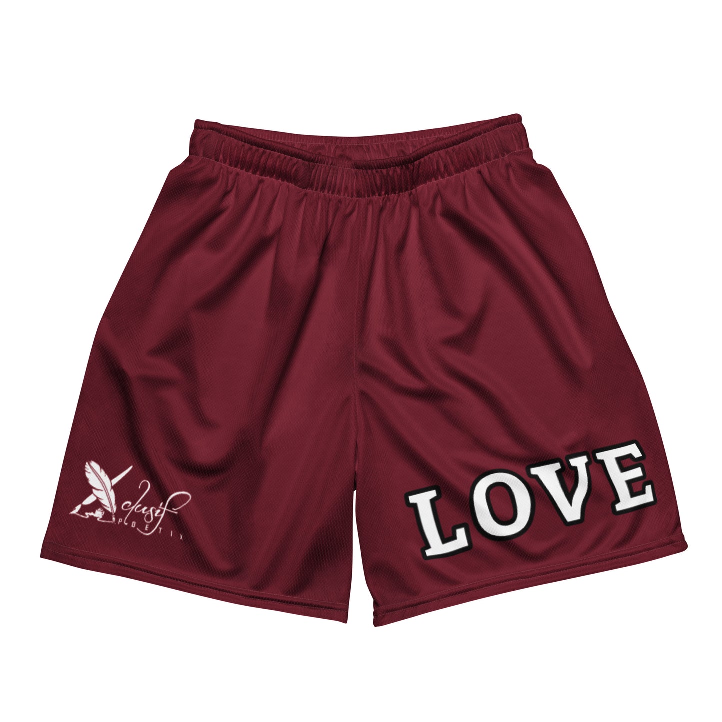 LOVE BY XCLUSIF POETIX BURGUNDY Unisex mesh shorts