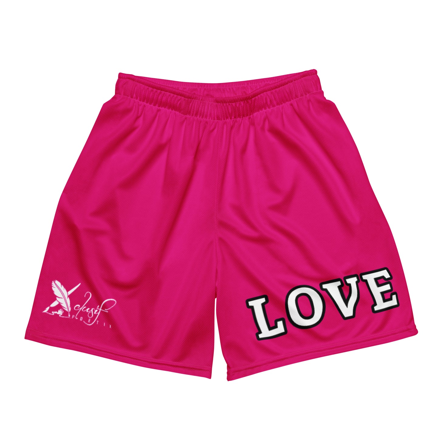 LOVE BY XCLUSIF POETIX HOT PINK Unisex mesh shorts