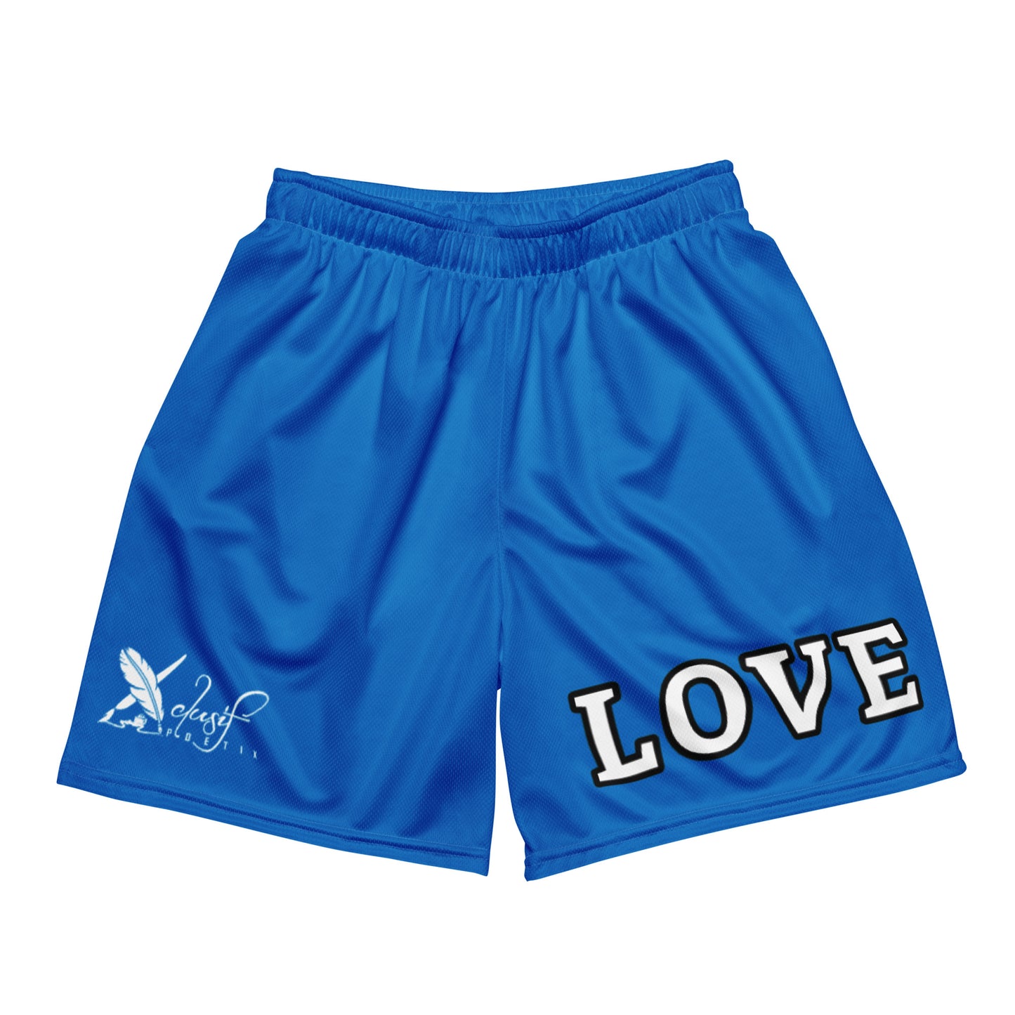 LOVE BY XCLUSIF POETIX BLUE Unisex mesh shorts