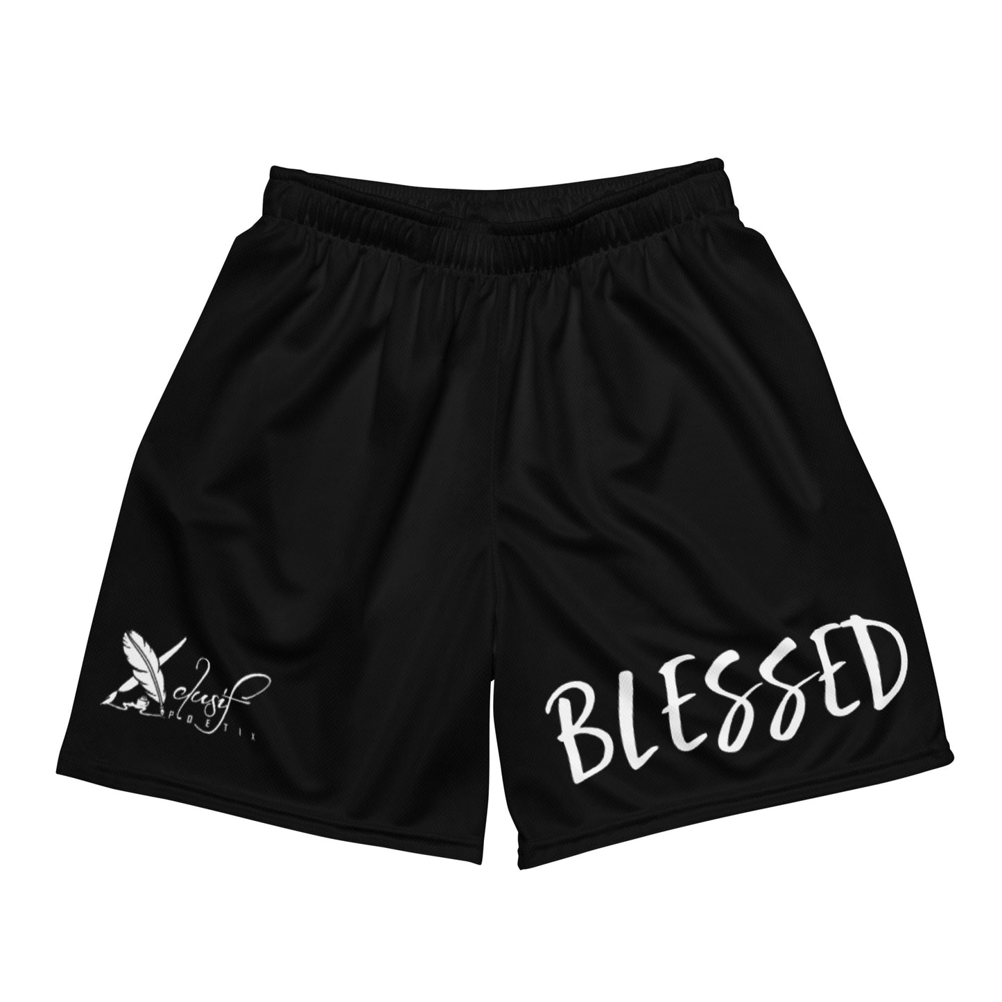 BLESSED BY XCLUSIF POETIX BLACK & WHITE Unisex mesh shorts