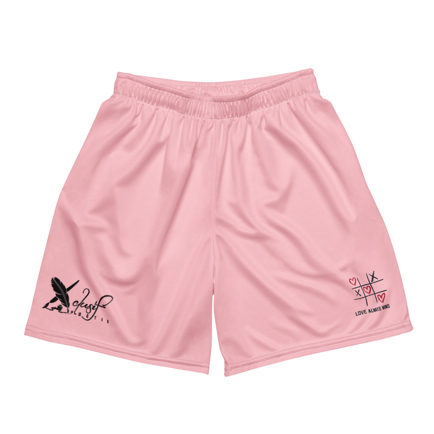 "LOVE ALWAYS WINS" BY XCLUSIF POETIX PINK Unisex mesh shorts