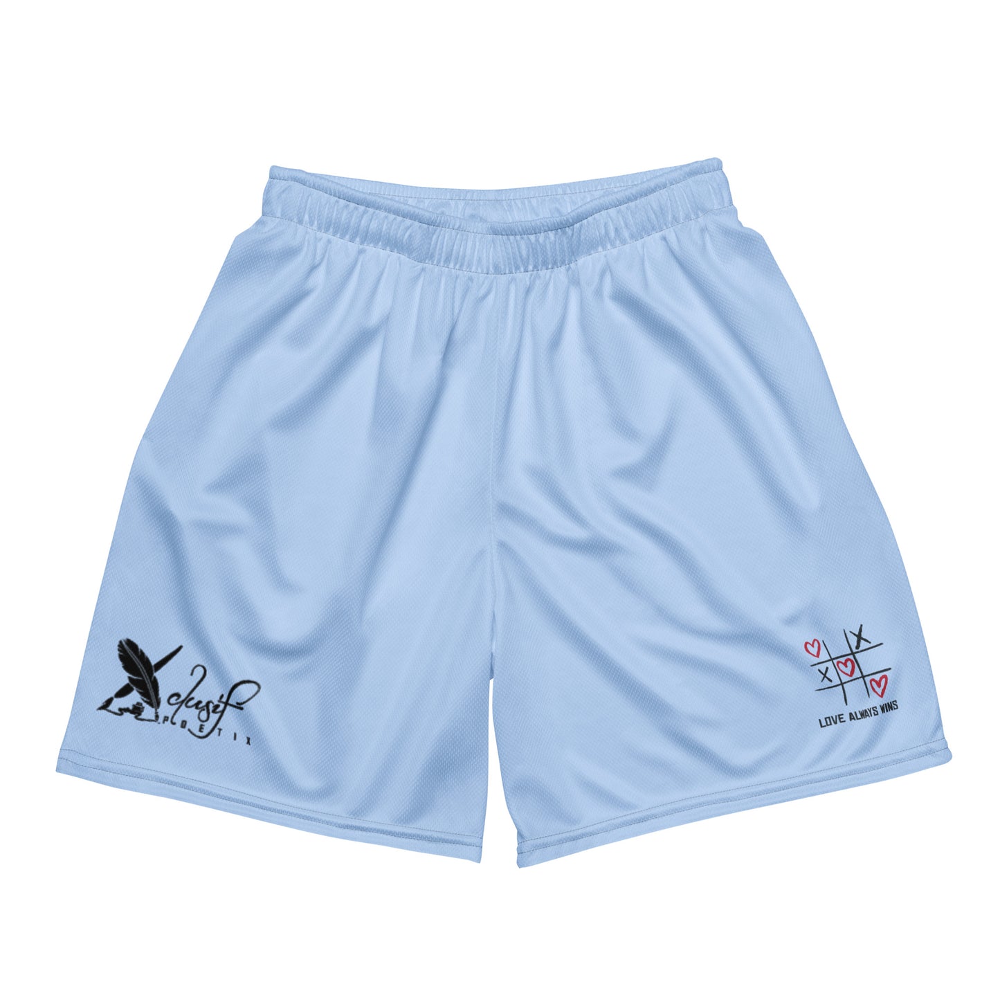 "LOVE ALWAYS WINS" BY XCLUSIF POETIX LIGHT BLUE Unisex mesh shorts