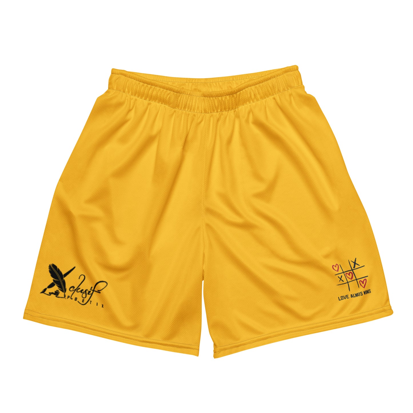 "LOVE ALWAYS WINS" BY XCLUSIF POETIX YELLOW Unisex mesh shorts