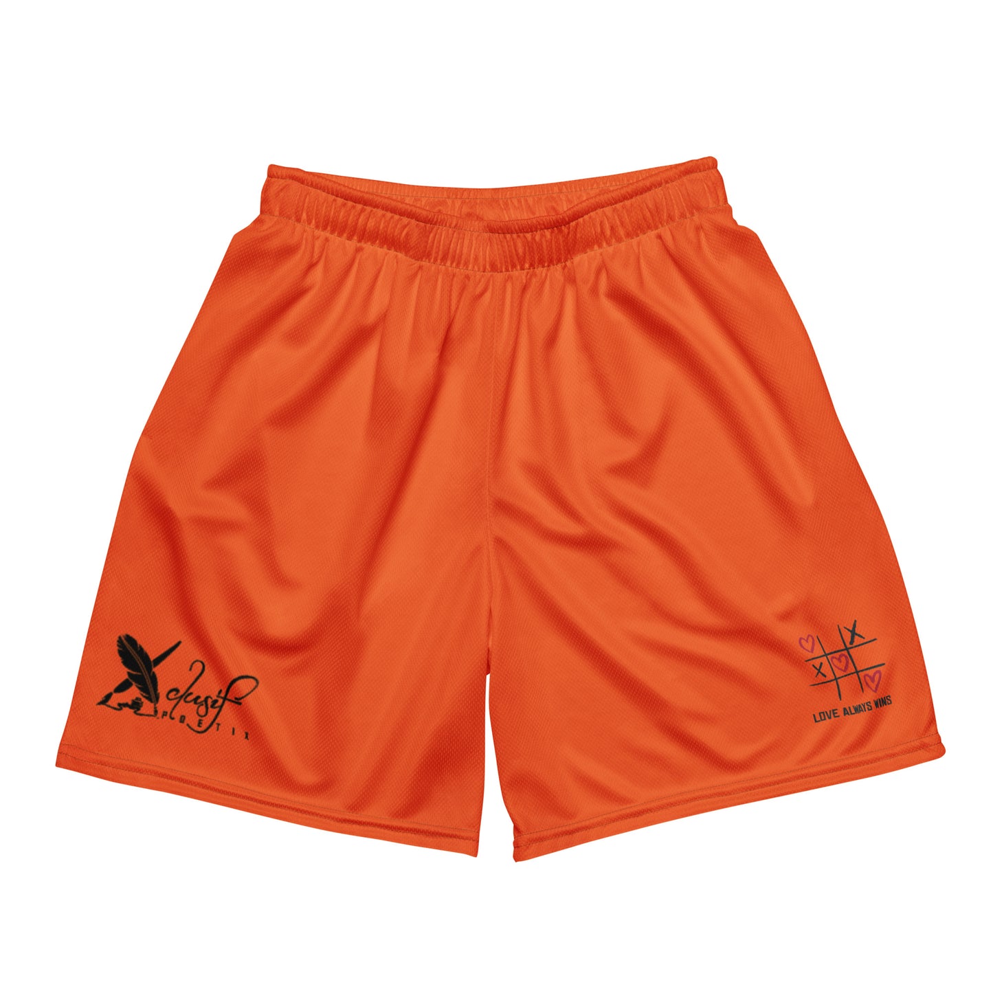 "LOVE ALWAYS WINS" BY XCLUSIF POETIX ORANGE Unisex mesh shorts