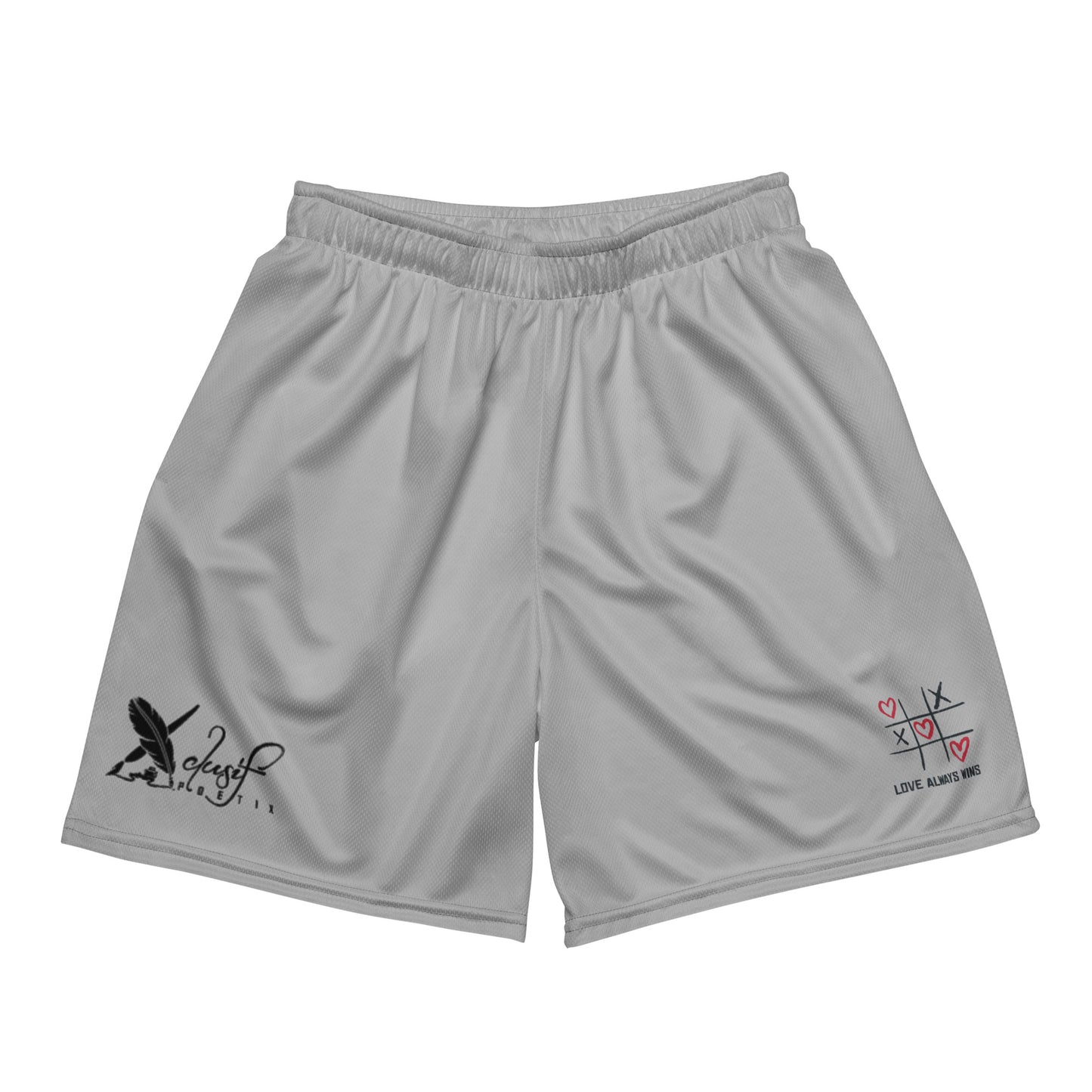 "LOVE ALWAYS WINS" BY XCLUSIF POETIX SILVER Unisex mesh shorts