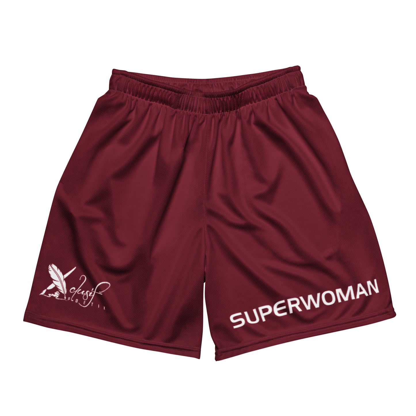 SUPERWOMAN BY XCLUSIF POETIX BURGUNDY & WHITE Unisex mesh shorts