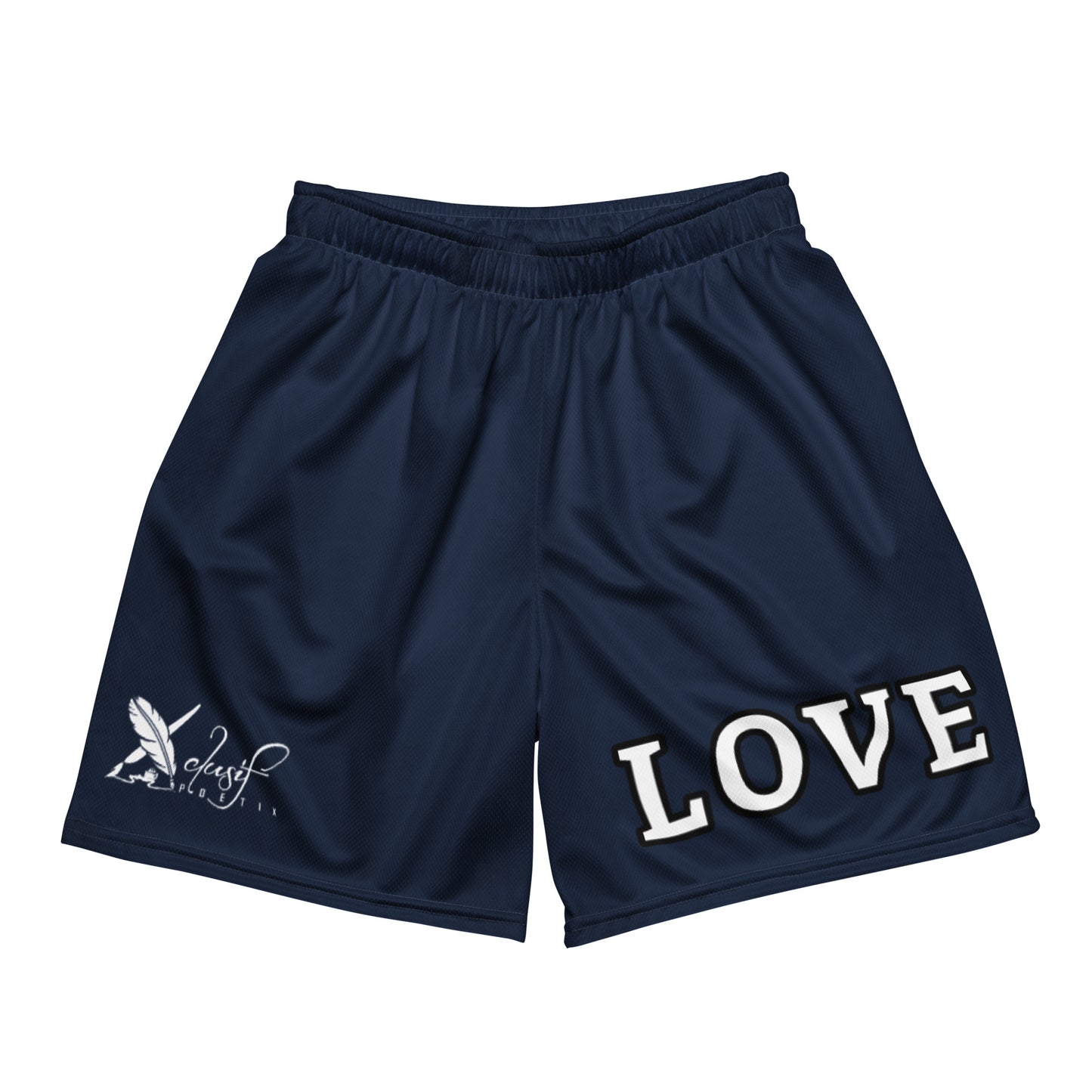 LOVE BY XCLUSIF POETIX NAVY Unisex mesh shorts