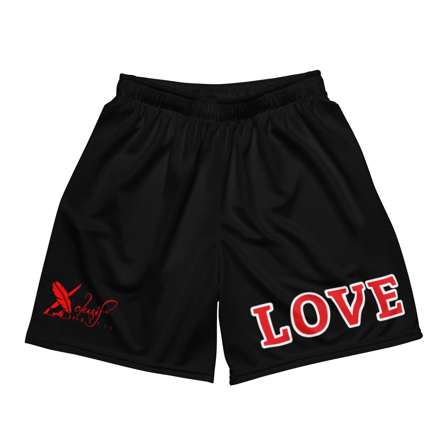 LOVE BY XCLUSIF POETIX BLACK & RED Unisex mesh shorts