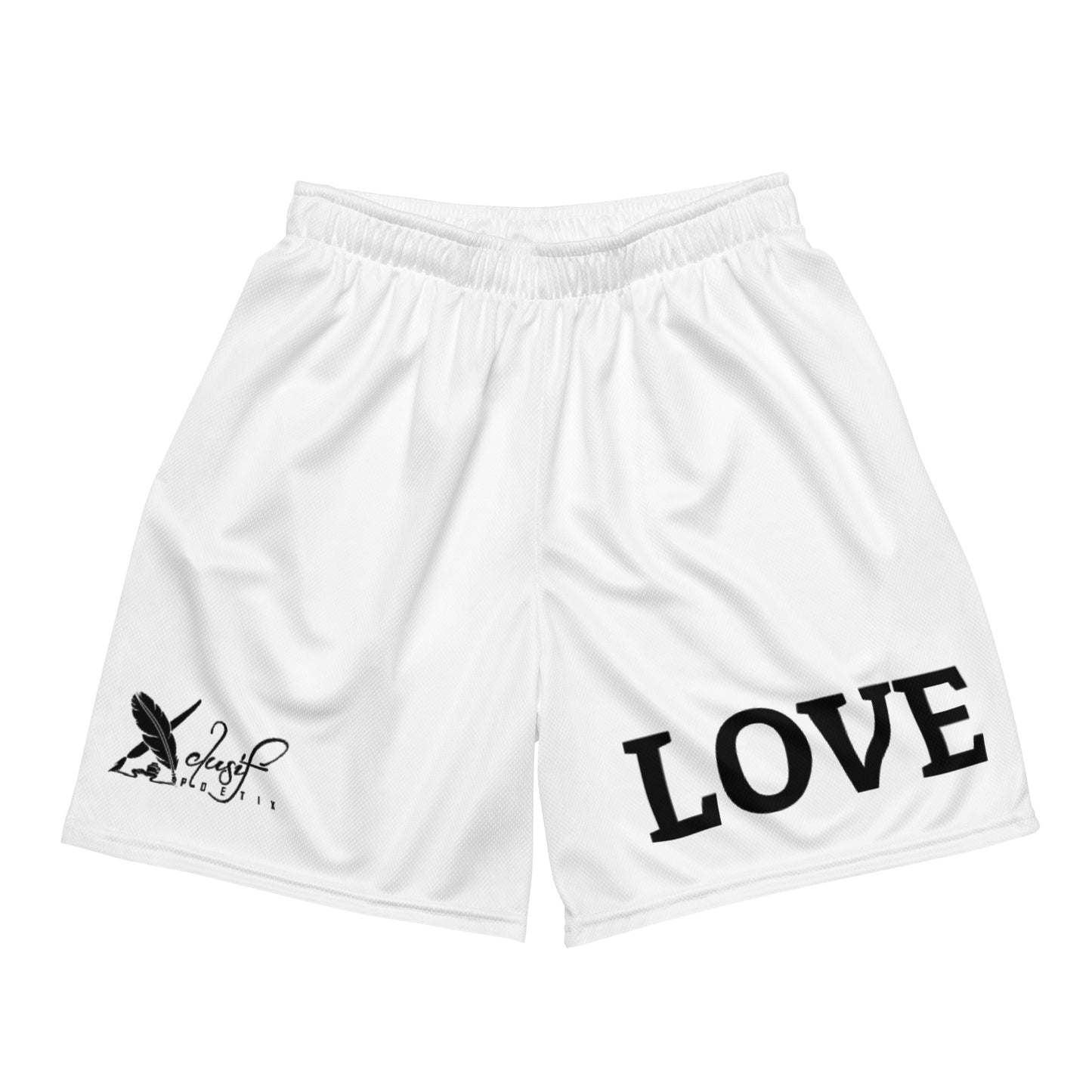 LOVE BY XCLUSIF POETIX WHITE & BLACK Unisex mesh shorts