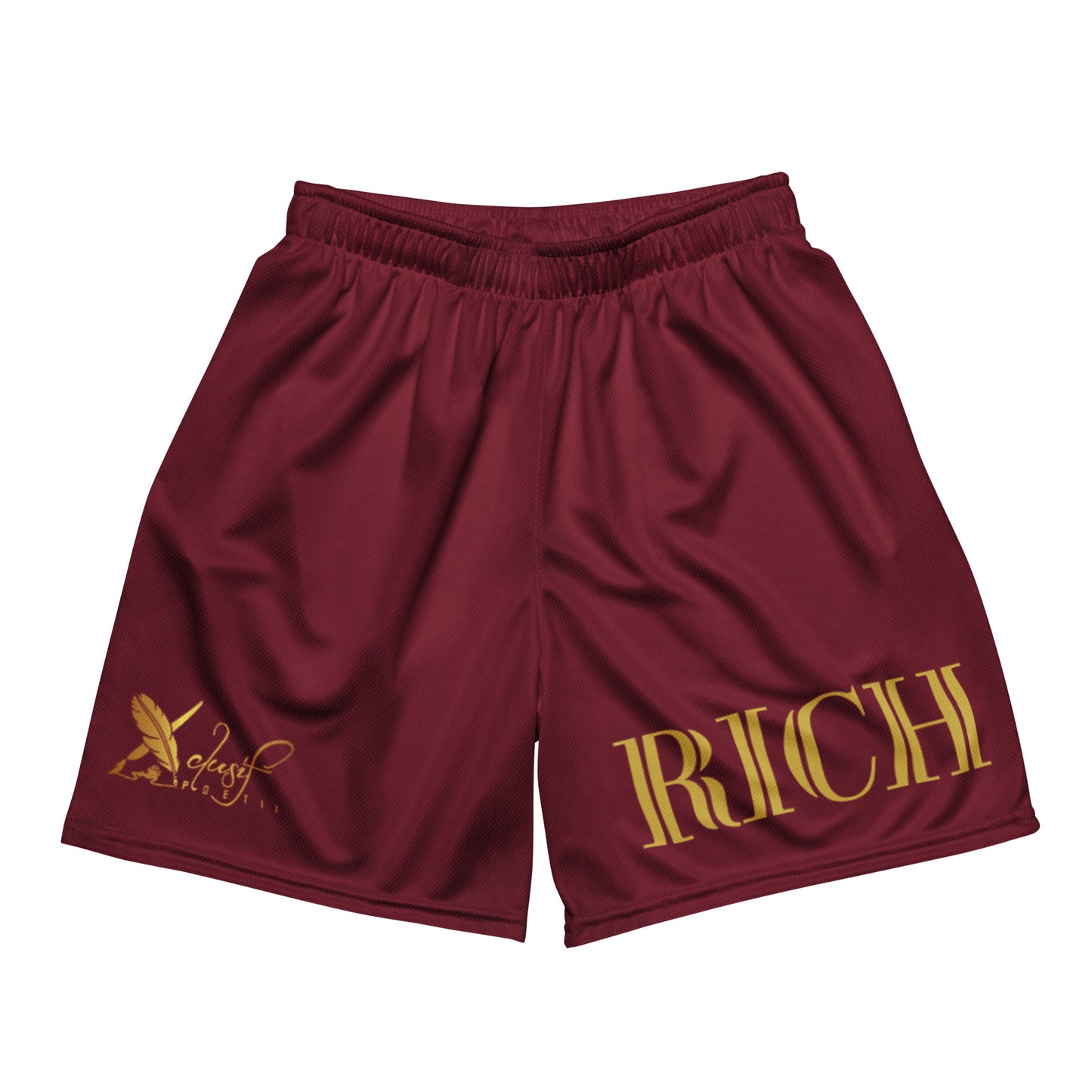 RICH BY XCLUSIF POETIX BURGUNDY & GOLD Unisex mesh shorts