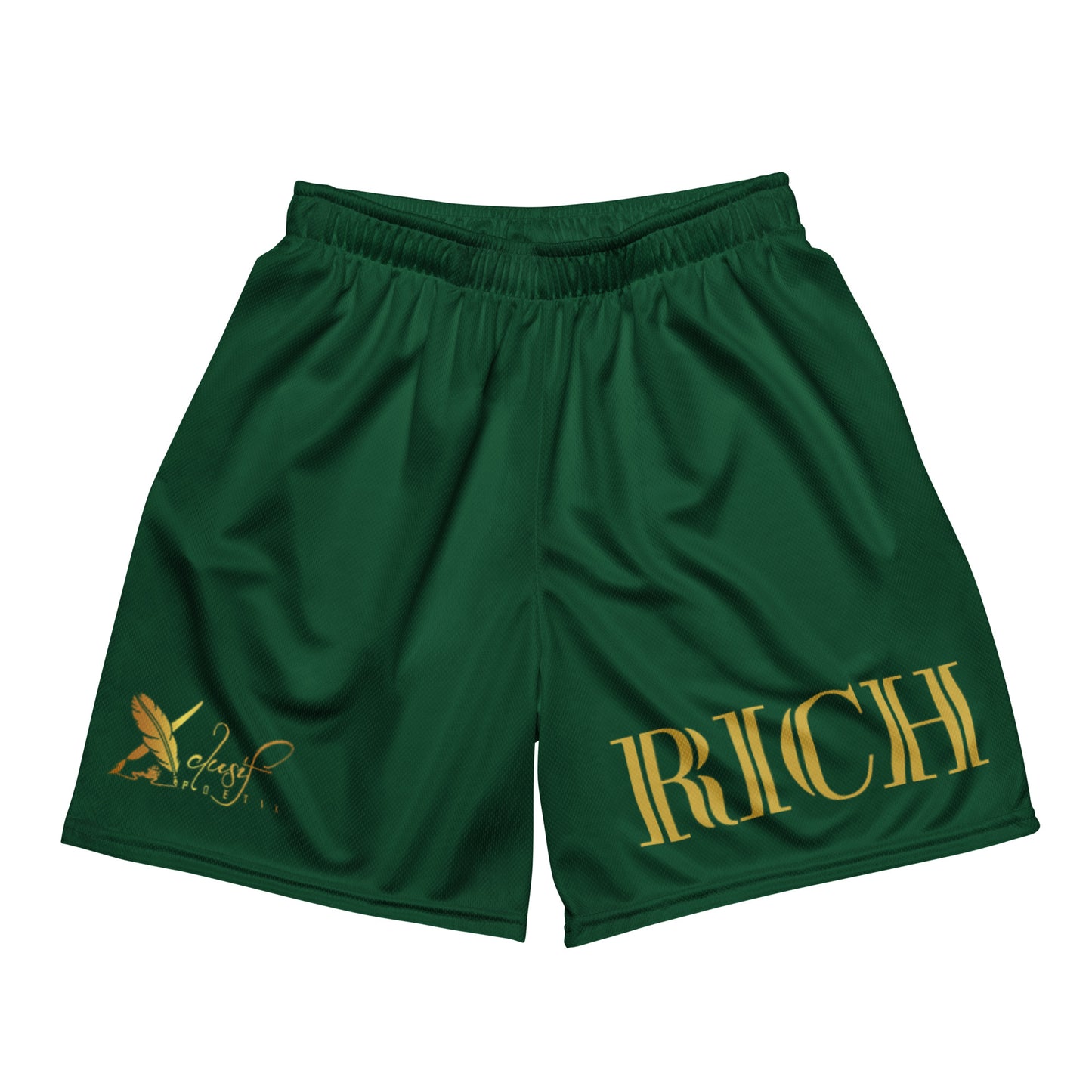 RICH BY XCLUSIF POETIX FOREST GREEN & GOLD Unisex mesh shorts