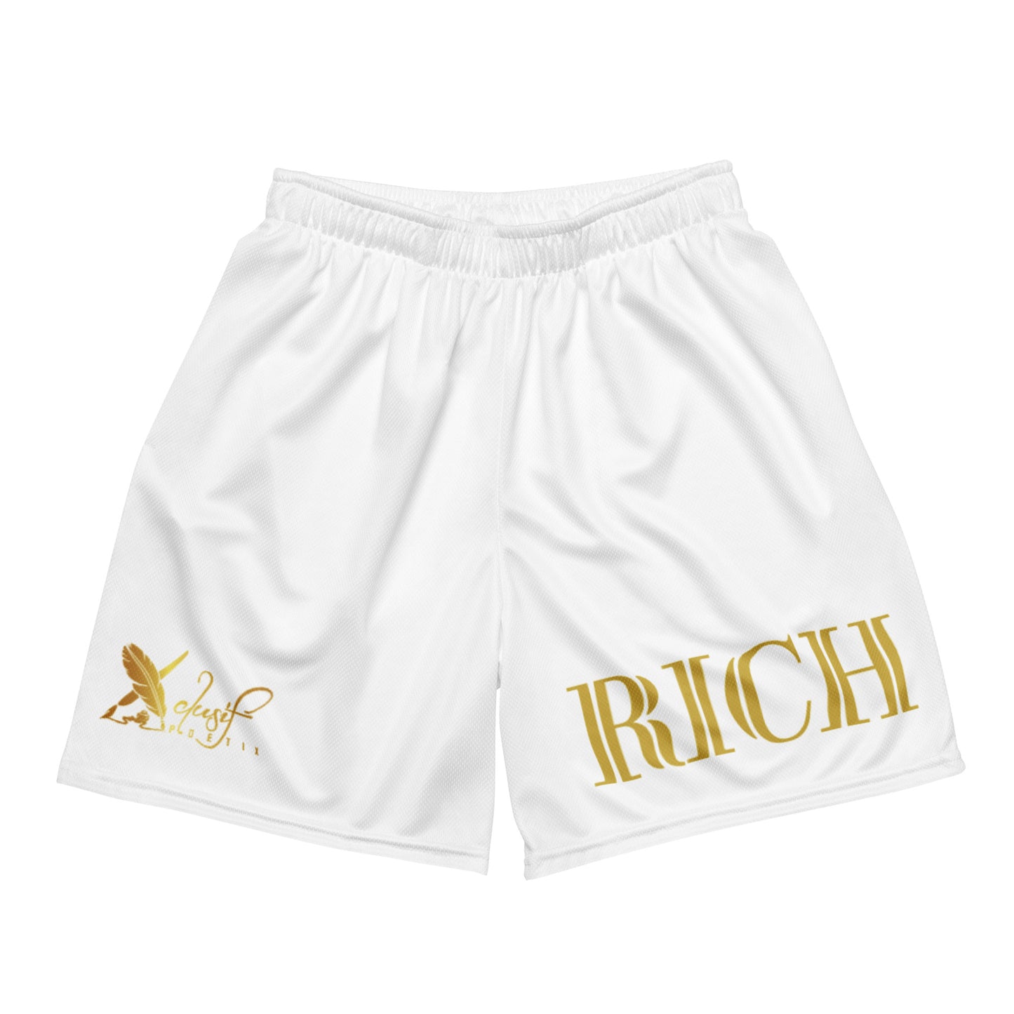 RICH BY XCLUSIF POETIX WHITE & GOLD Unisex mesh shorts