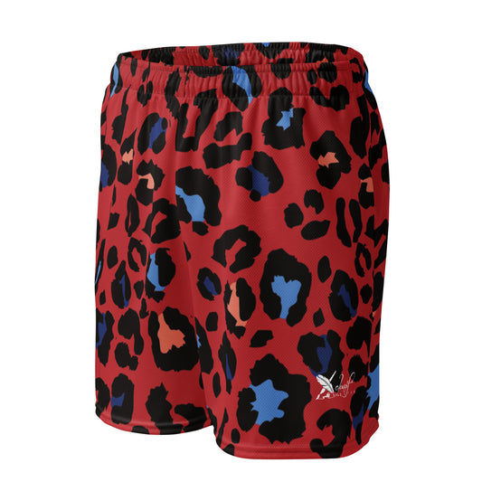 XCLUSIF POETIX RED LEOPARD Unisex mesh shorts