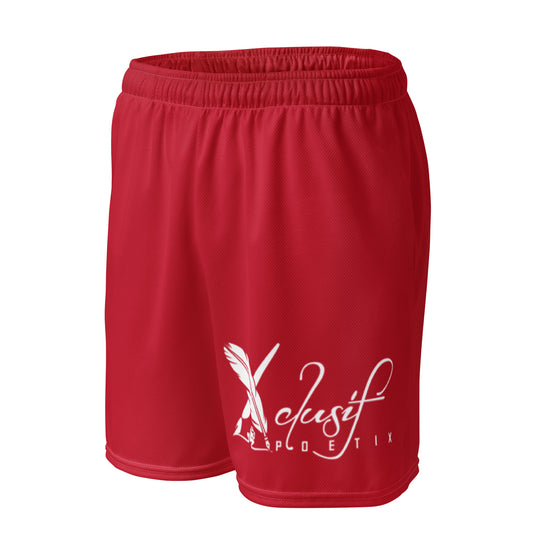 XCLUSIF POETIX RED & WHITE Unisex mesh shorts