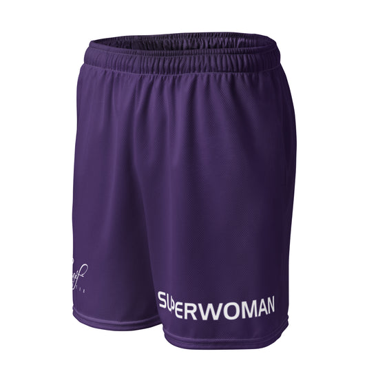 SUPERWOMAN BY XCLUSIF POETIX PURPLE & WHITE Unisex mesh shorts