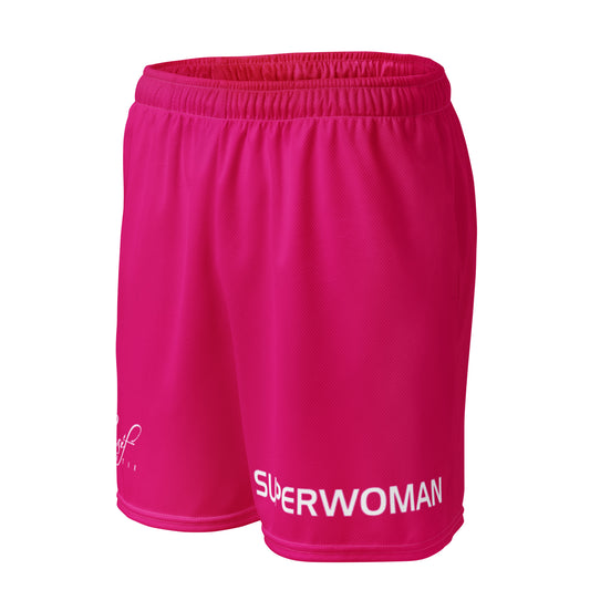 SUPERWOMAN BY XCLUSIF POETIX HOT PINK & WHITE Unisex mesh shorts