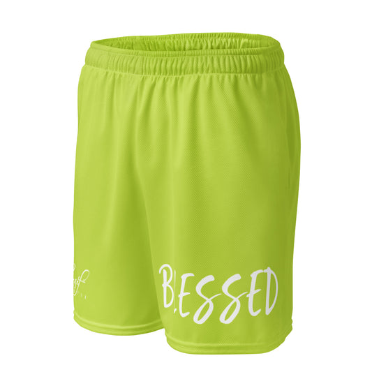 BLESSED BY XCLUSIF POETIX LIGHT GREEN & WHITE Unisex mesh shorts